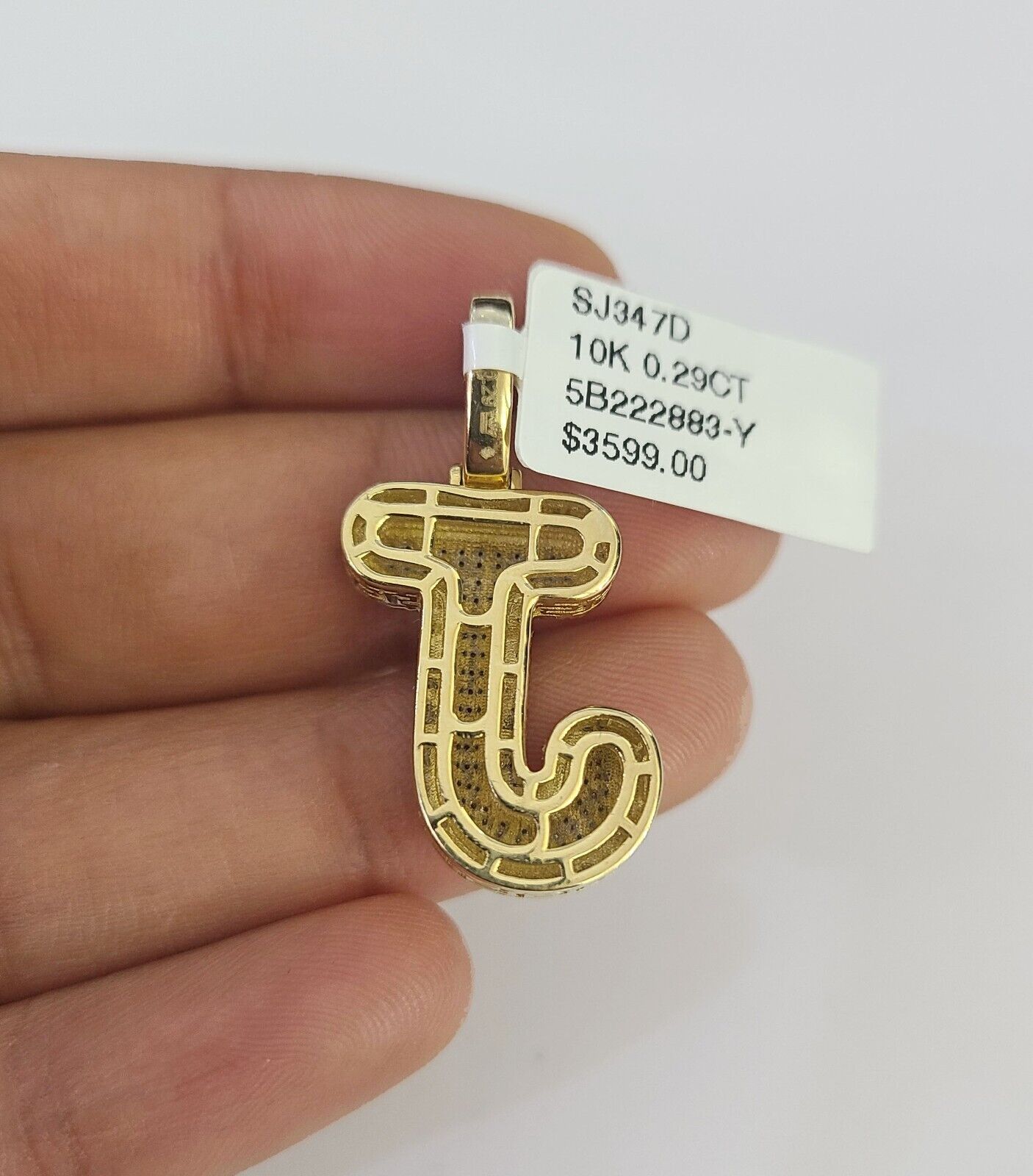 Real 10k Gold Necklace Chain Diamond J Alphabet Charm SET 3mm Miami Cuban Link