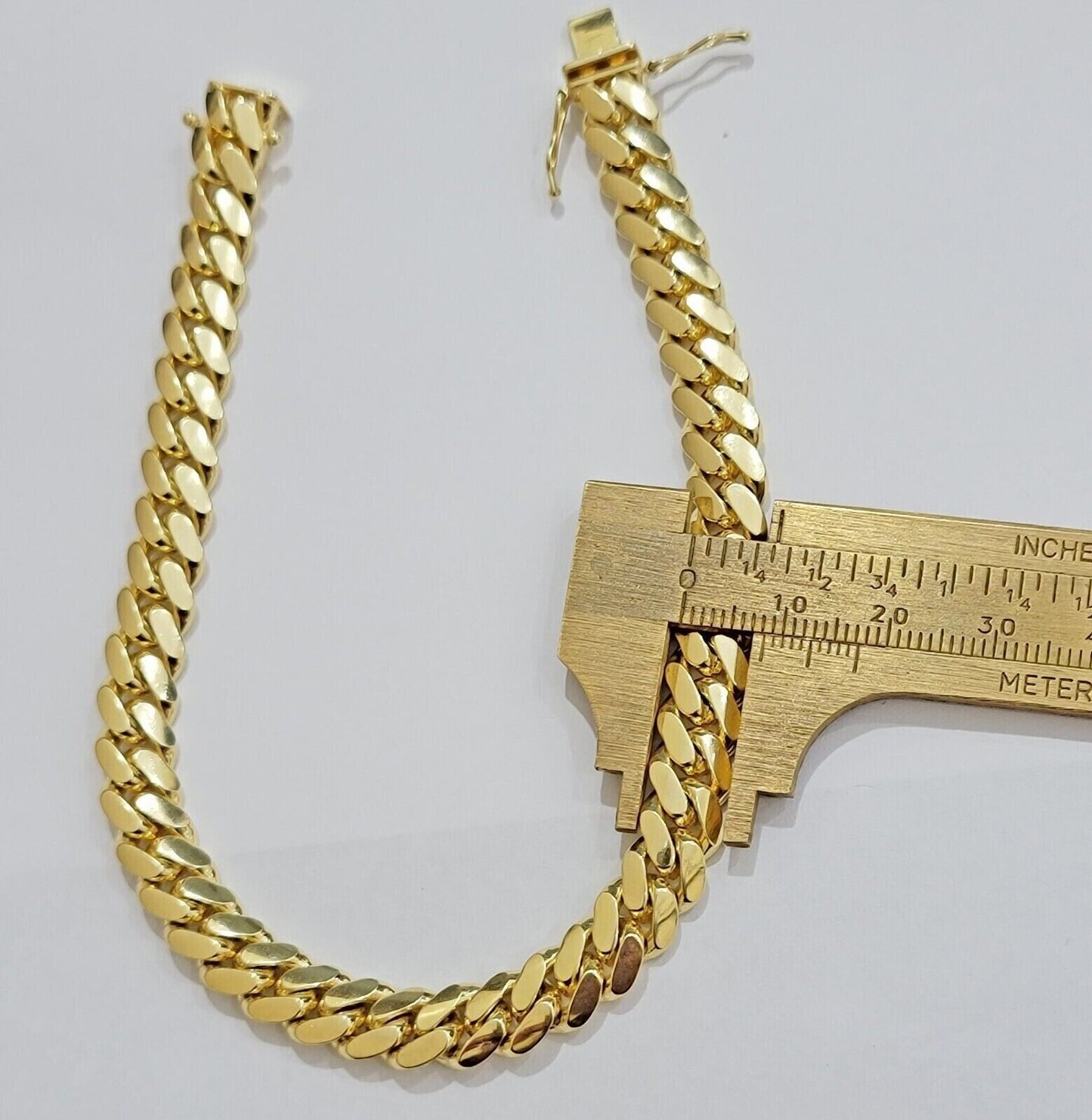 Solid 14k Yellow Gold Cuban Link Bracelet 8mm 7.5 Inch REAL Miami Links Foe Mens