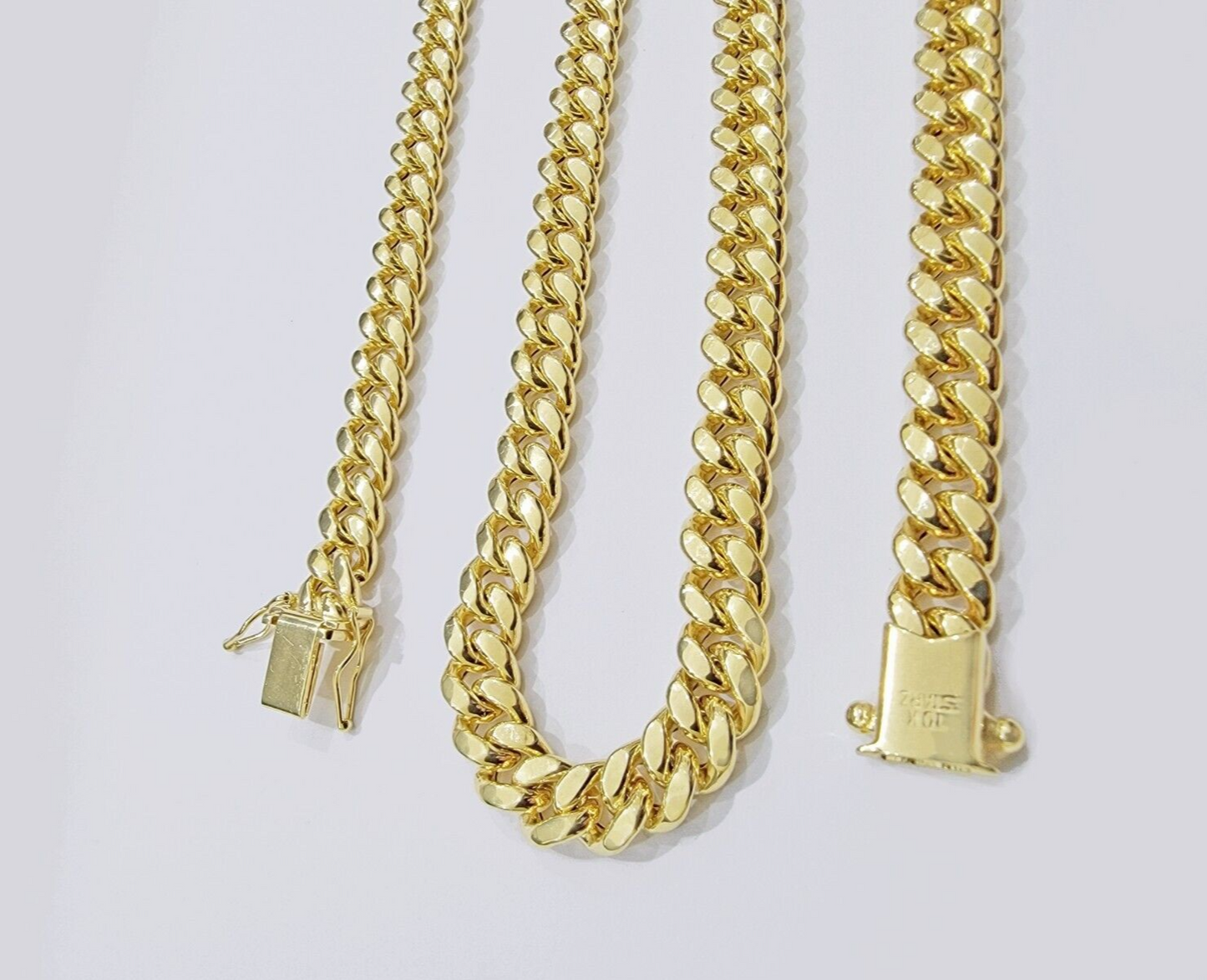 Real 10k Gold Chain 7mm 22 Inch Miami Cuban Link Box Clasp Mens 10kt Yellow Gold