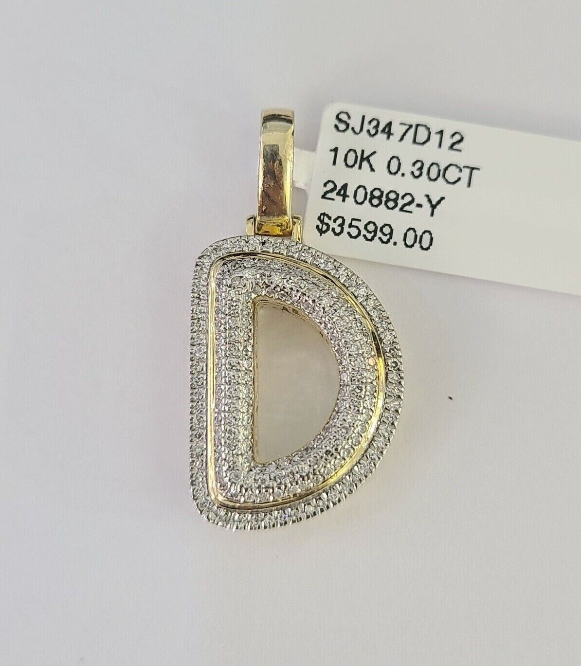 Real 10k Gold Necklace Chain Diamond D Alphabet Charm SET 3mm Miami Cuban Link