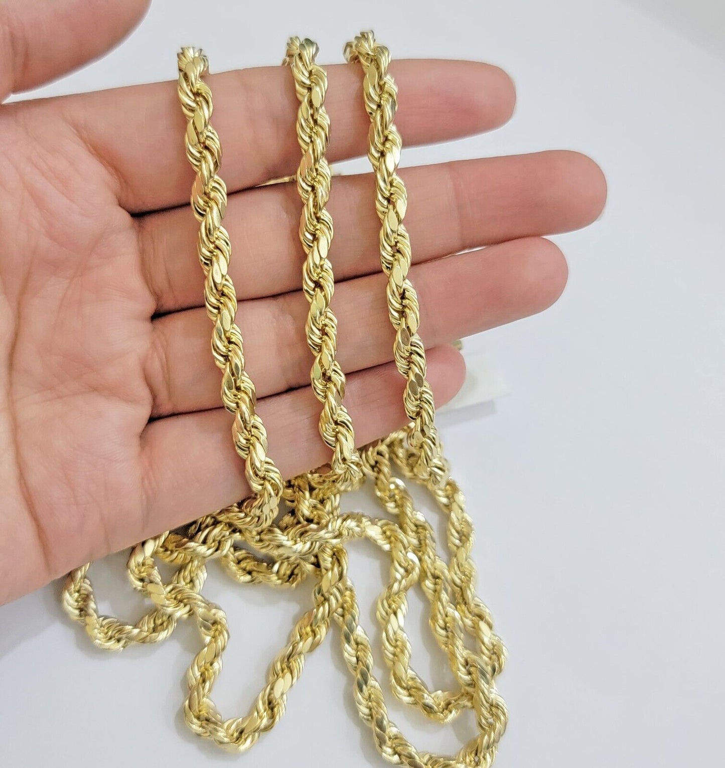Real 10K Yellow Gold Rope Chain 6mm Necklace 20 in 22 in 24 in 26 in 28 in 30 in