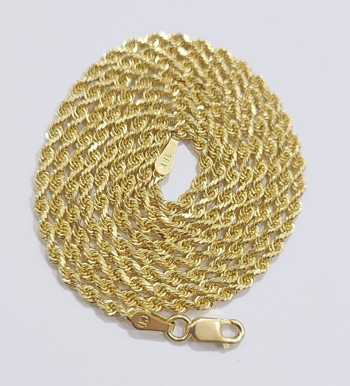 Solid 18k Yellow Gold Rope Chain Necklace 2mm 16-24 Inch Diamond Cut 18kt SALE