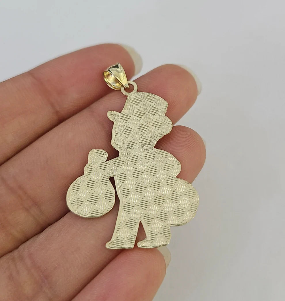 10k Grandpa Money Bag Charm Pendant REAL 10Kt Yellow Gold Real