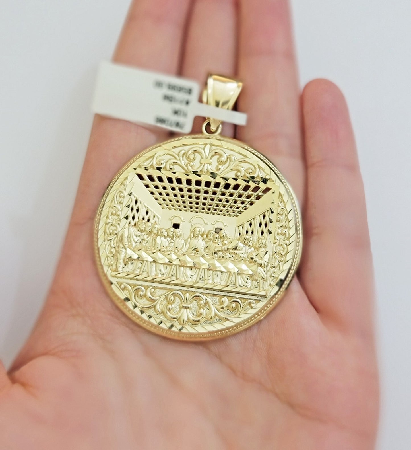 Real 10k Yellow Gold charm Pendant Last supper 2.25 Inch For Men's 10KT / CAL