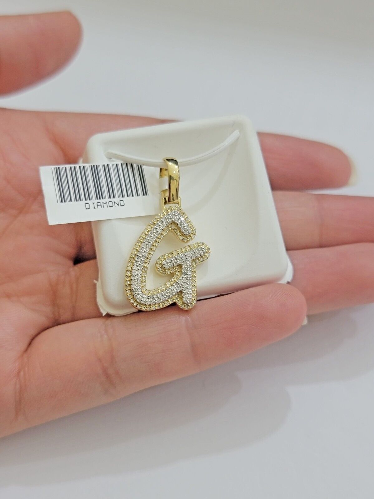 Real 10k Yellow Gold G Charm Pendant Letter Initial With Diamonds For Mens