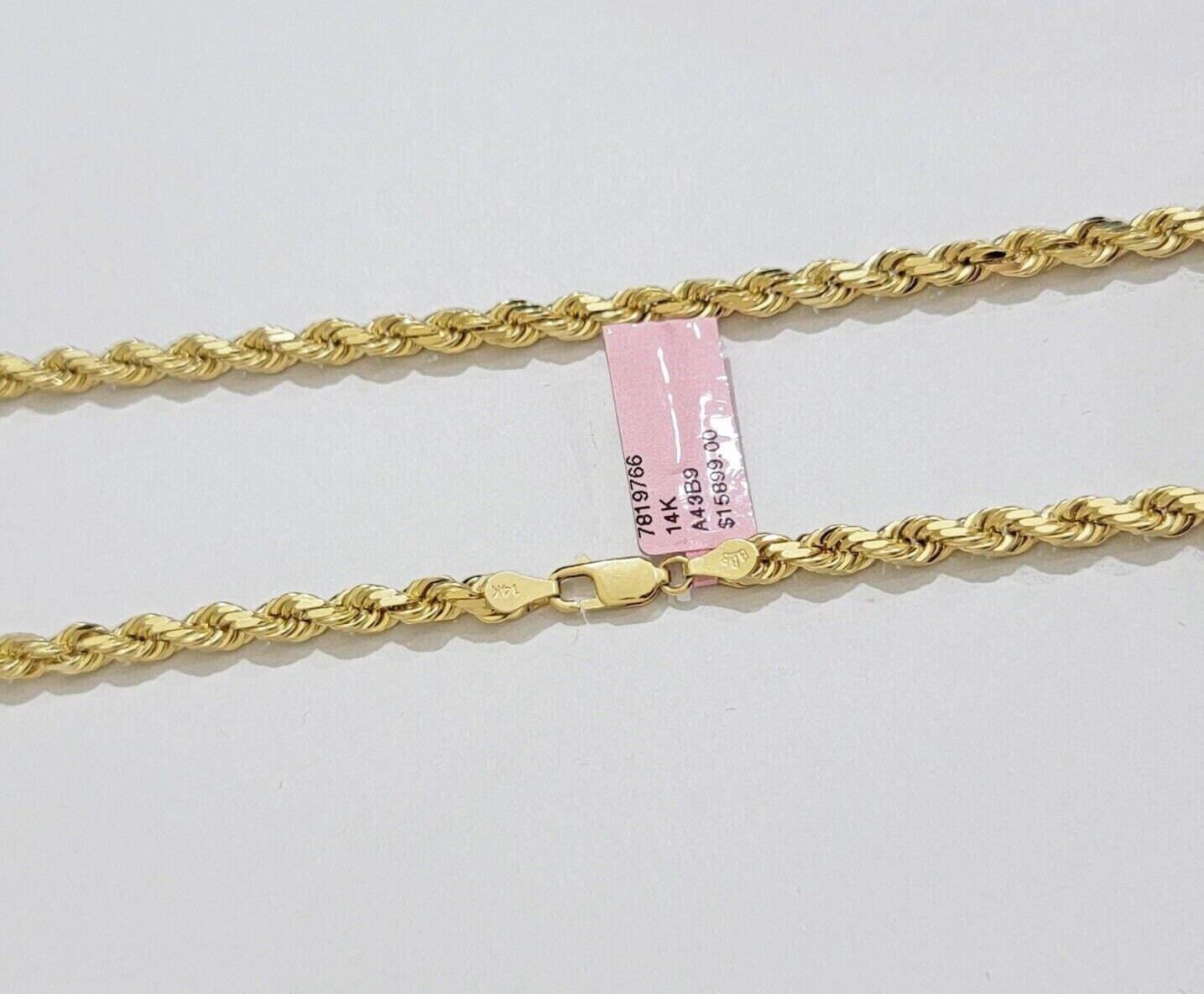14k Yellow Gold Rope Chain Necklace SOLID Real 14kt 4mm 18 - 28 Inch Diamond Cut