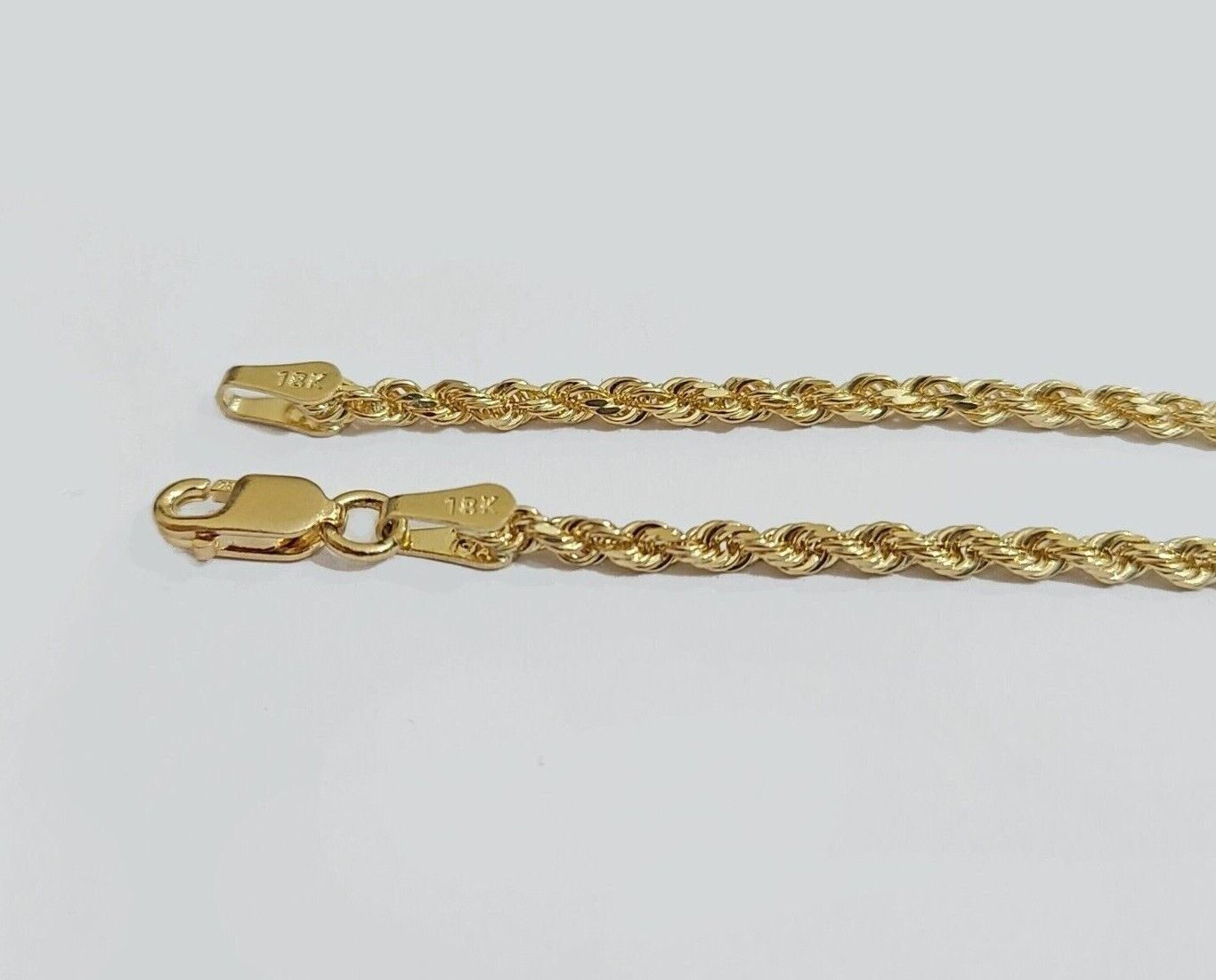 Solid 18k Yellow Gold Rope Chain Necklace 2mm 16-24 Inch Diamond Cut 18kt SALE