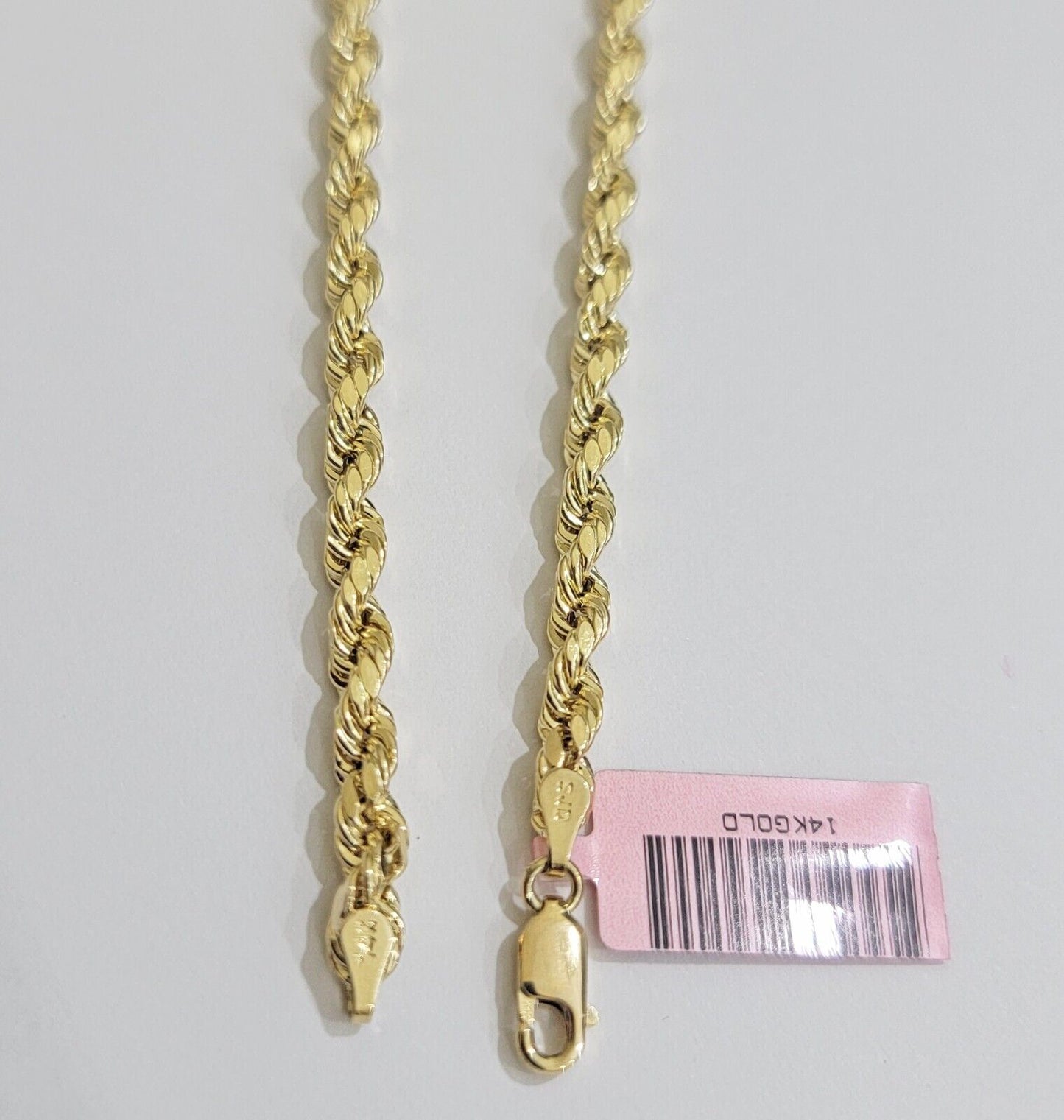 14k Yellow Gold Rope Chain Necklace SOLID Real 14kt 4mm 18 - 28 Inch Diamond Cut
