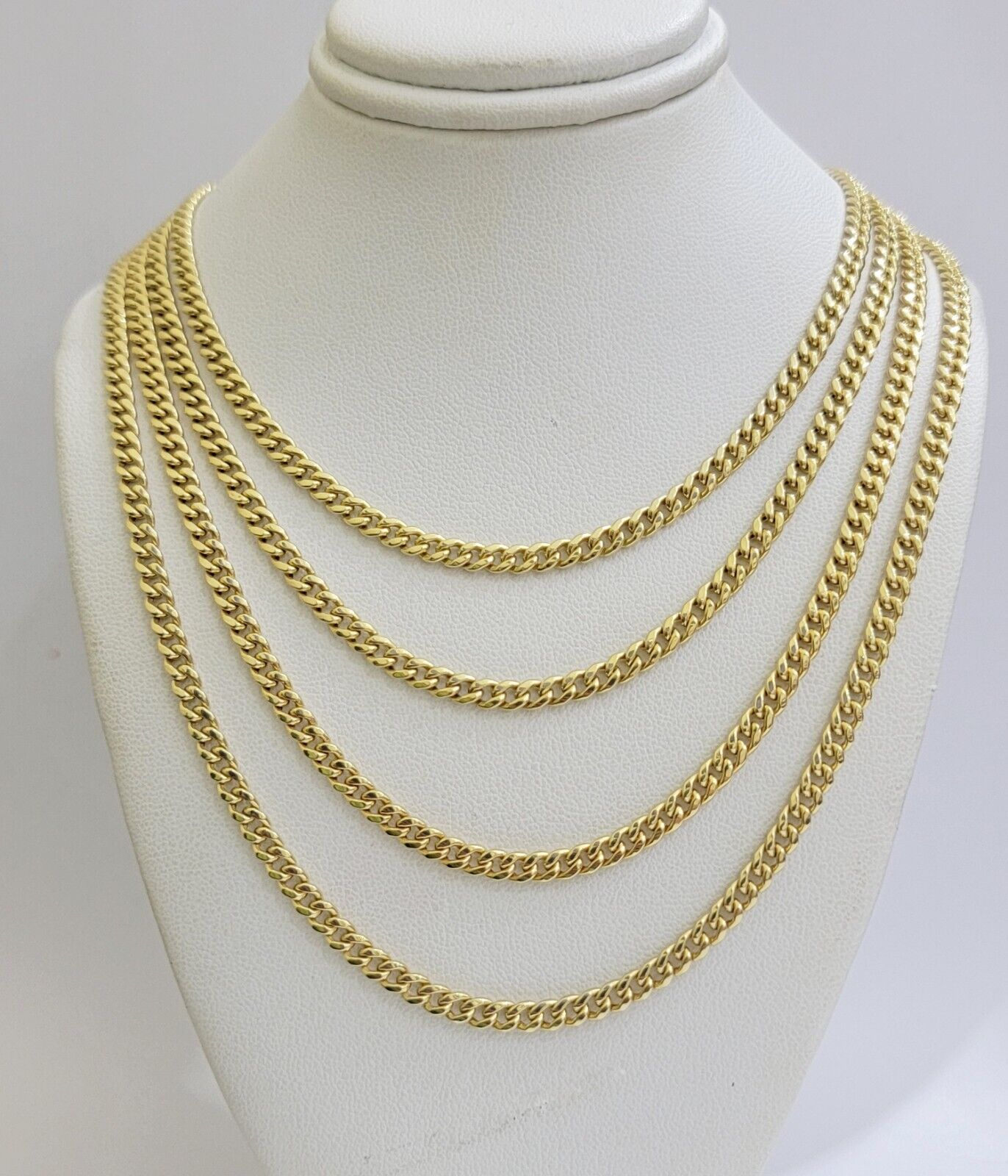 Real 14K Yellow Gold Chain Necklace Miami Cuban Link Chain 3.5mm 18" - 26'' Inch