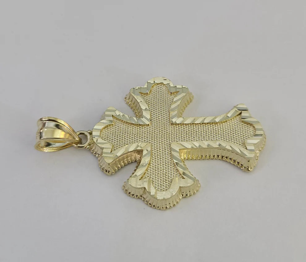10k Jesus Roman Cross Charm Pendant Religious REAL 10Kt Yellow Gold