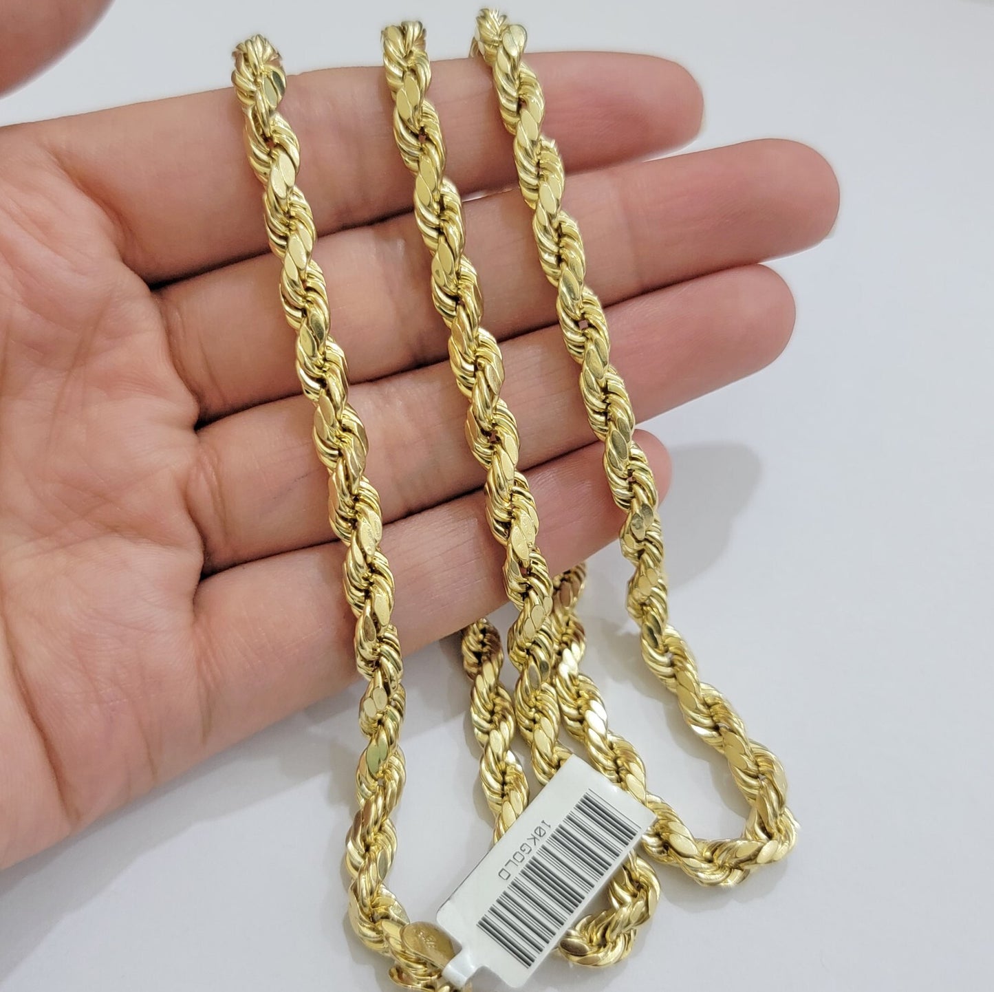 10k Yellow Gold Rope Chain Necklace 6mm 18-28 Inch Diamond Cuts Men's 10ktend