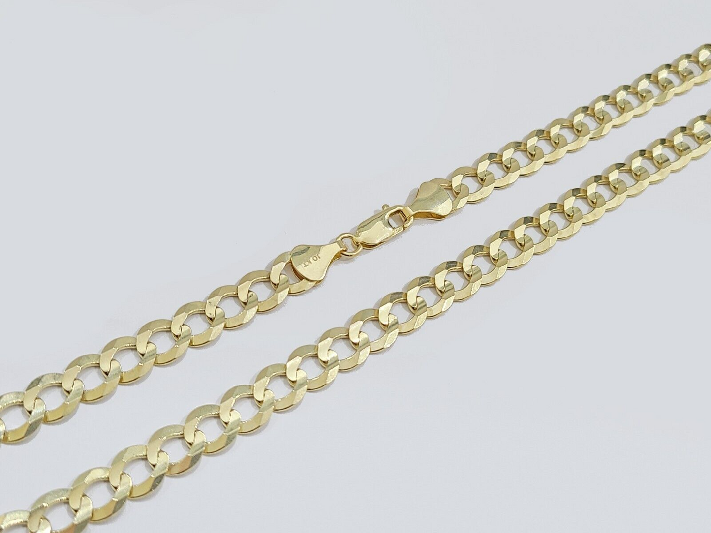 Solid 10k Yellow Gold Necklace Cuban Curb Link Chain 8.5mm 22 Inch For Mens