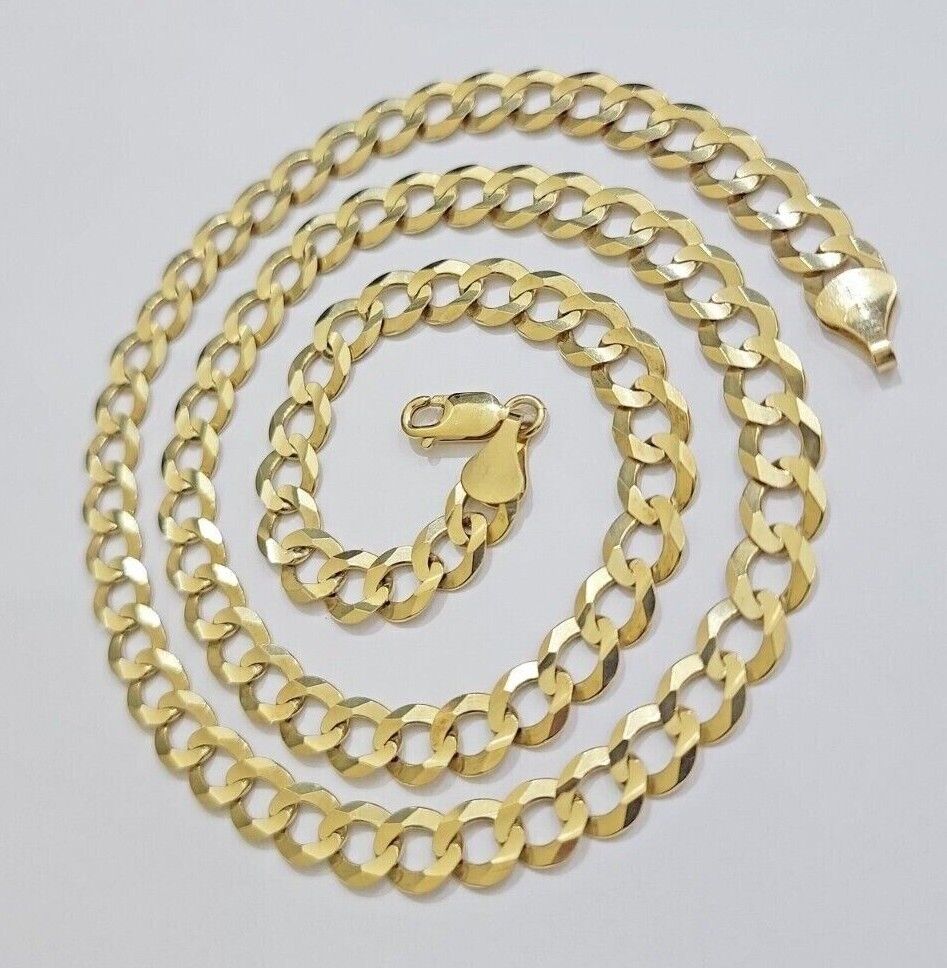 Real 14k Gold Chain Cuban Curb Link 9mm 18 in - 30 Inch Mens Solid 14kt Yellow