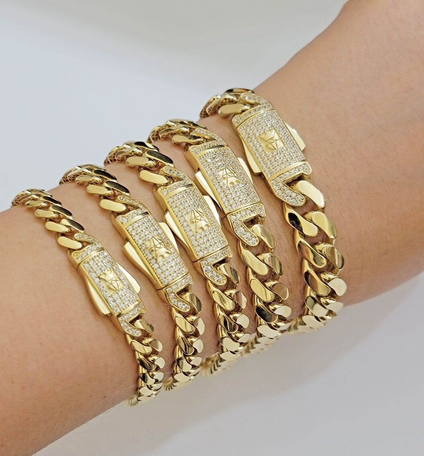 Real 14k Yellow Gold Bracelet Link Royal Monaco Cuban Link 7mm- 11mm 8 /8.5 Inch