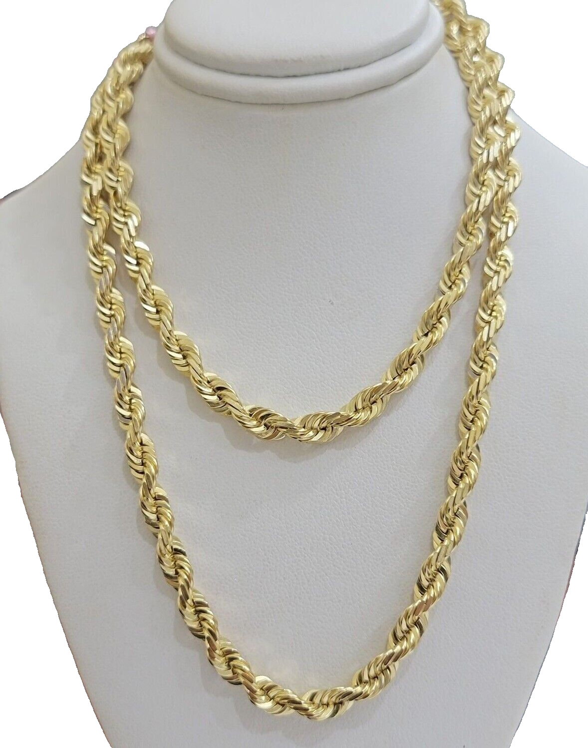 Real 10k Gold Chain Necklace Rope 24 Inch 6mm Diamond Cut Solid 10kt For mens