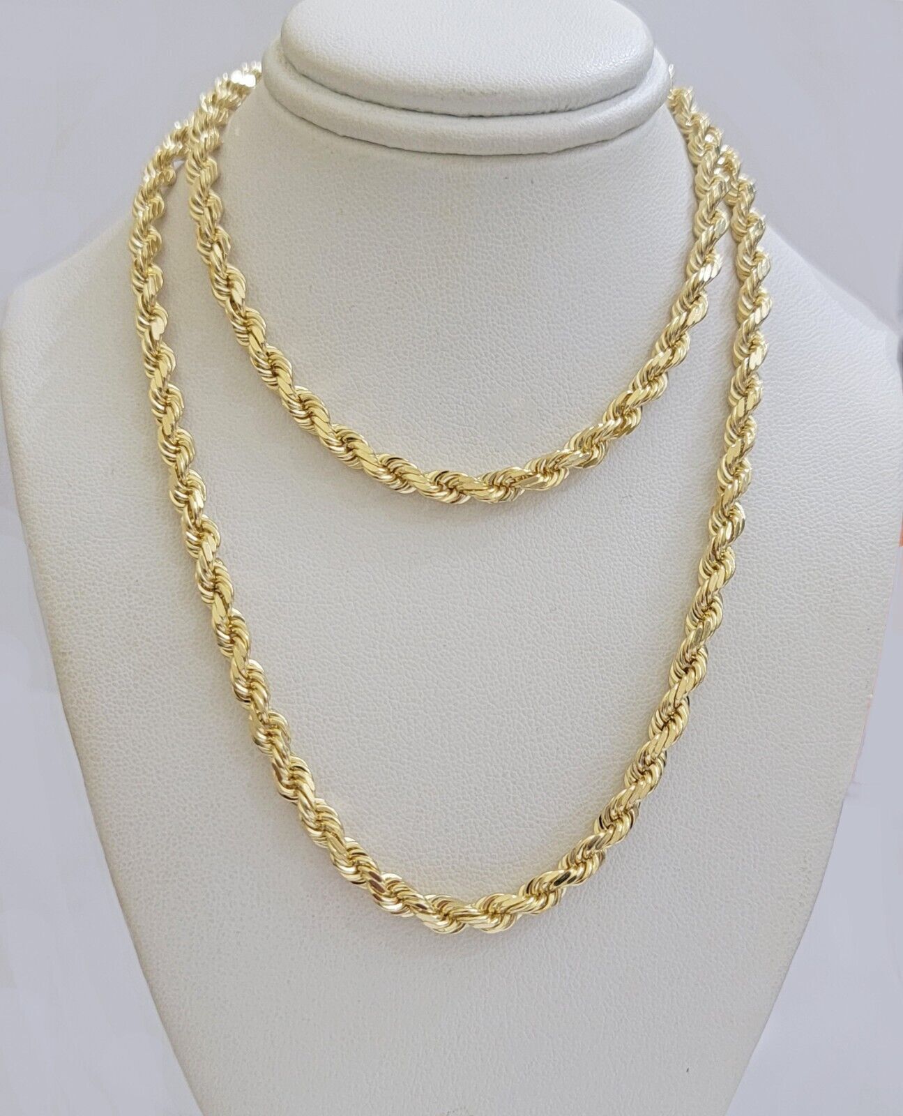 14k Yellow Gold Rope Chain Necklace SOLID Real 14kt 4mm 18 - 28 Inch Diamond Cut