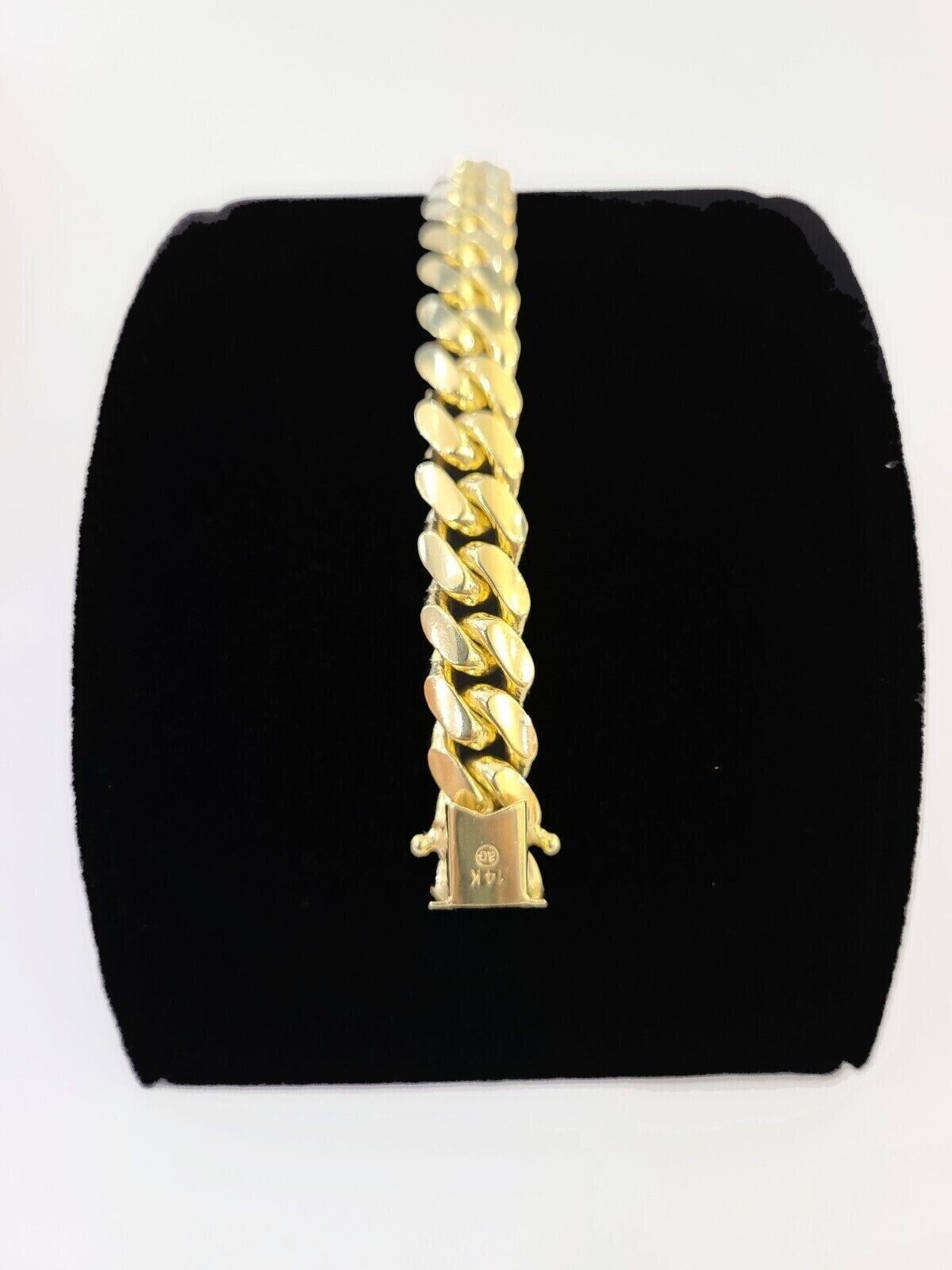 Solid 14k Yellow Gold Cuban Link Bracelet 8mm 7.5 Inch REAL Miami Links Foe Mens