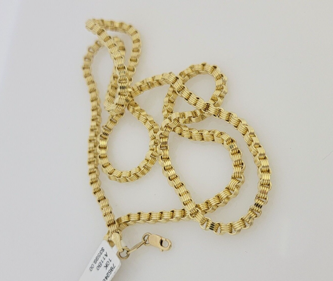 10k Yellow Gold Chain Necklace Box Byzantine 3mm 22 inch Length Men's Real 10KT