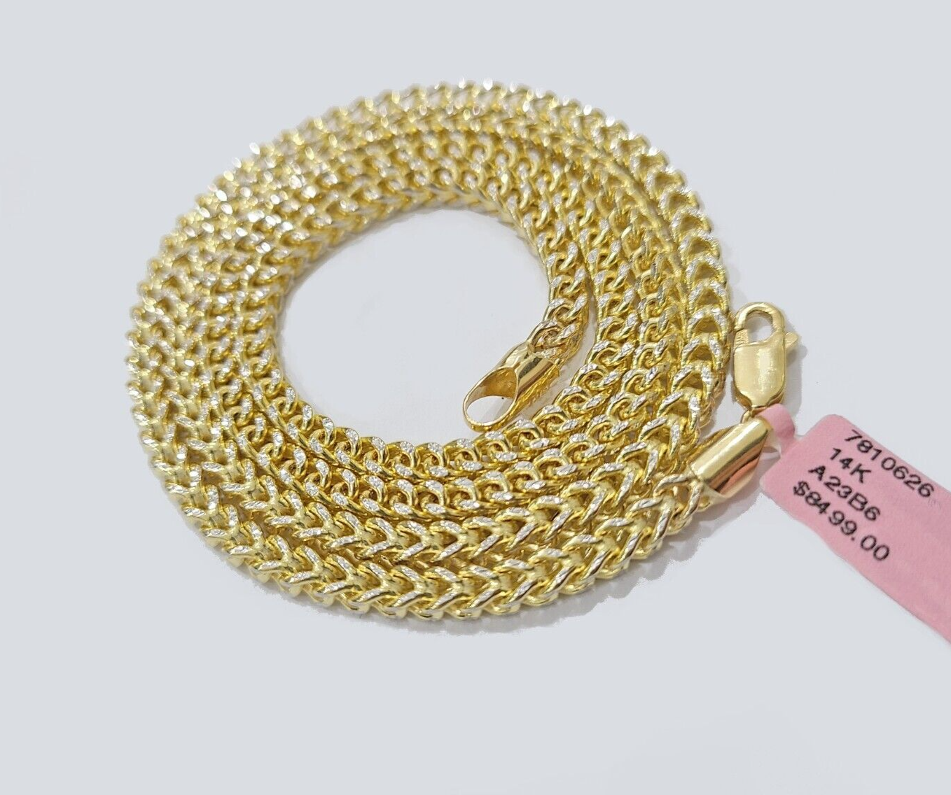 14k Yellow Gold Franco Chain Two-tone Necklace 4mm 26 Inch Diamond Cut 14kt SALE