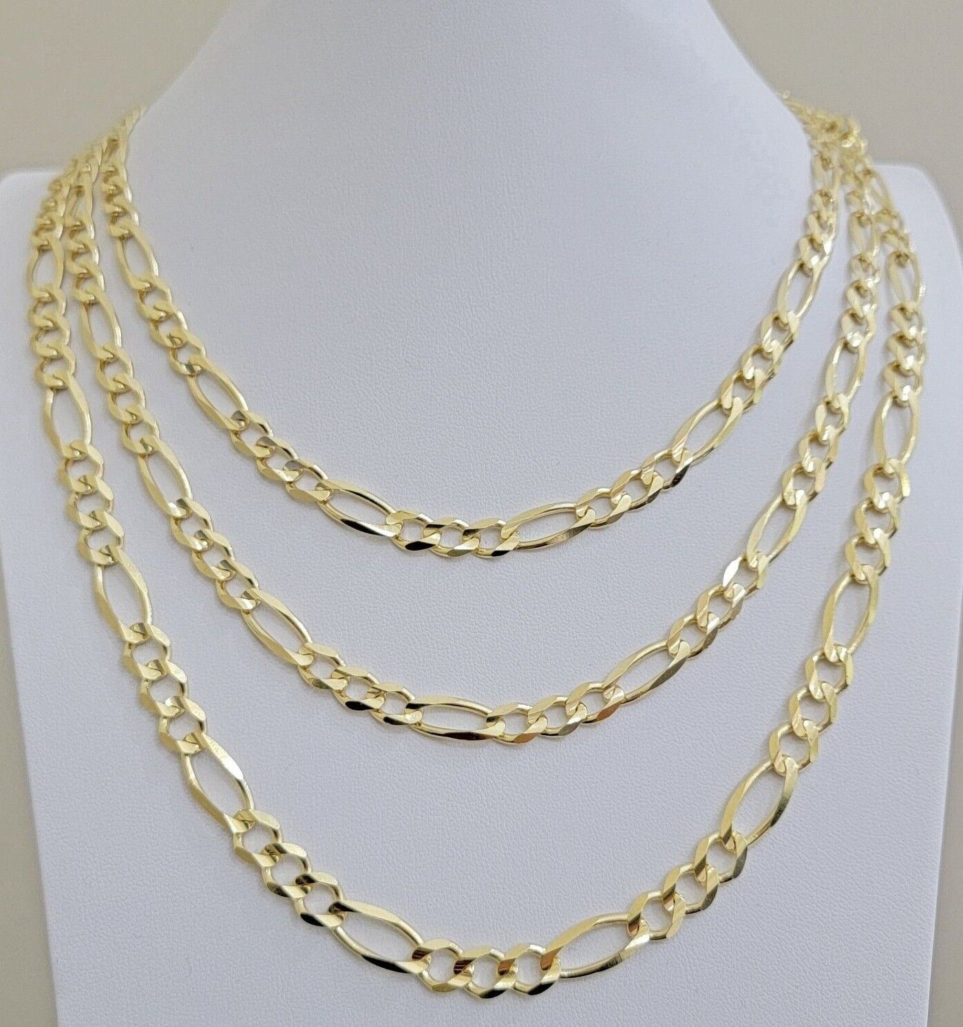 Figaro Link Chain 14k Yellow Gold 7mm Necklace 20 - 30 Inch SOLID 14kt STRONG