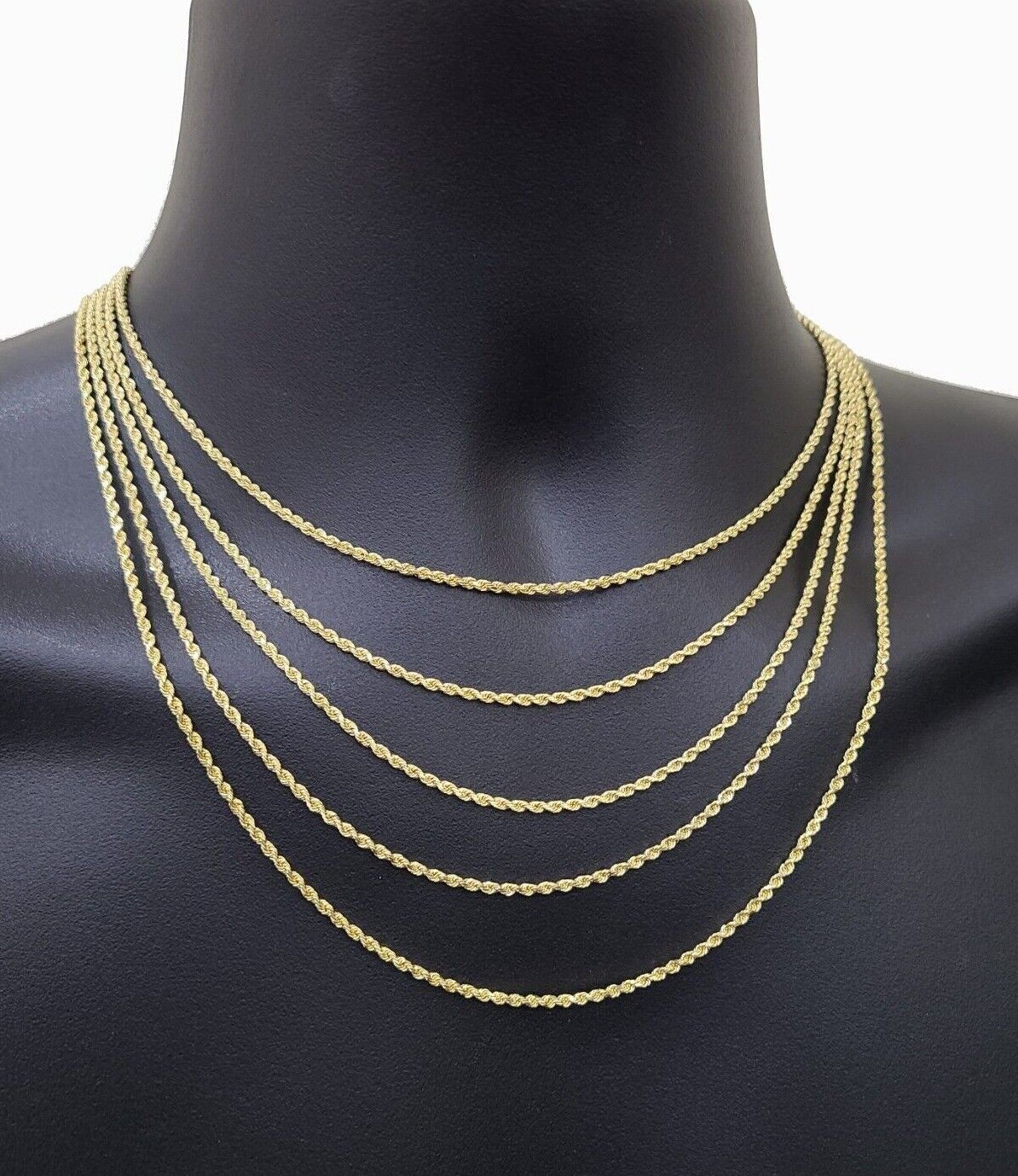 Solid 18k Yellow Gold Rope Chain Necklace 2mm 16-24 Inch Diamond Cut 18kt SALE