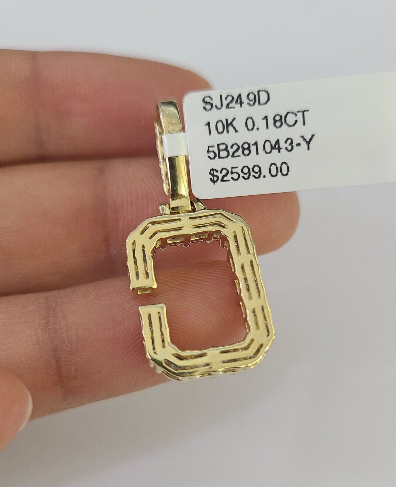 Real 10k Gold Necklace Chain Diamond C Alphabet Charm SET 3mm Miami Cuban Link