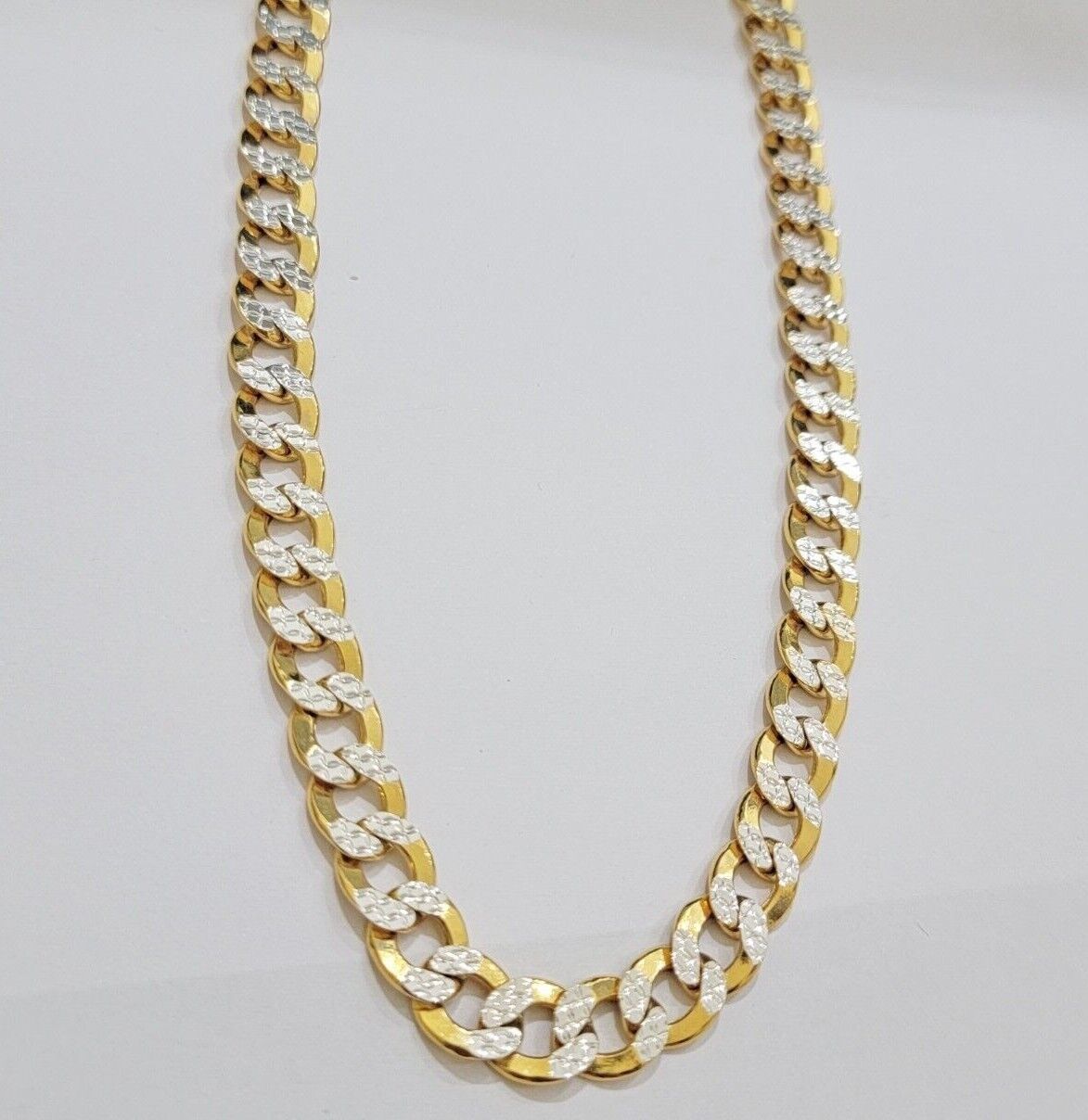 Real 10k Yellow Gold Chain Curb Link Necklace 10mm 18-30 Inch Diamond Cuts
