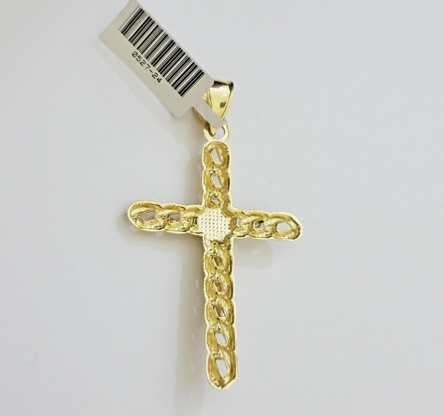 Real 10k Yellow Gold Cross charm Hollow Jesus Pendant 2.2 Inch For Mens 10KT /AS
