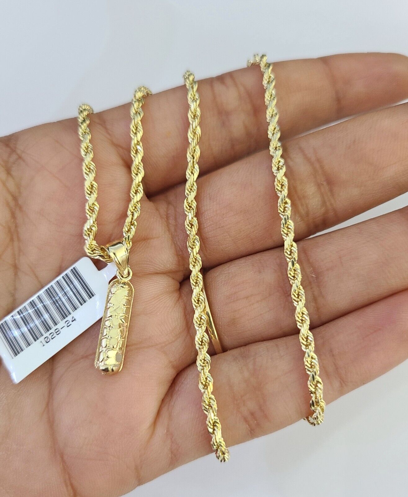 10k Gold Initial I Charm Rope Chain 16"-26" 2.5mm SET Necklace Alphabet Pendant