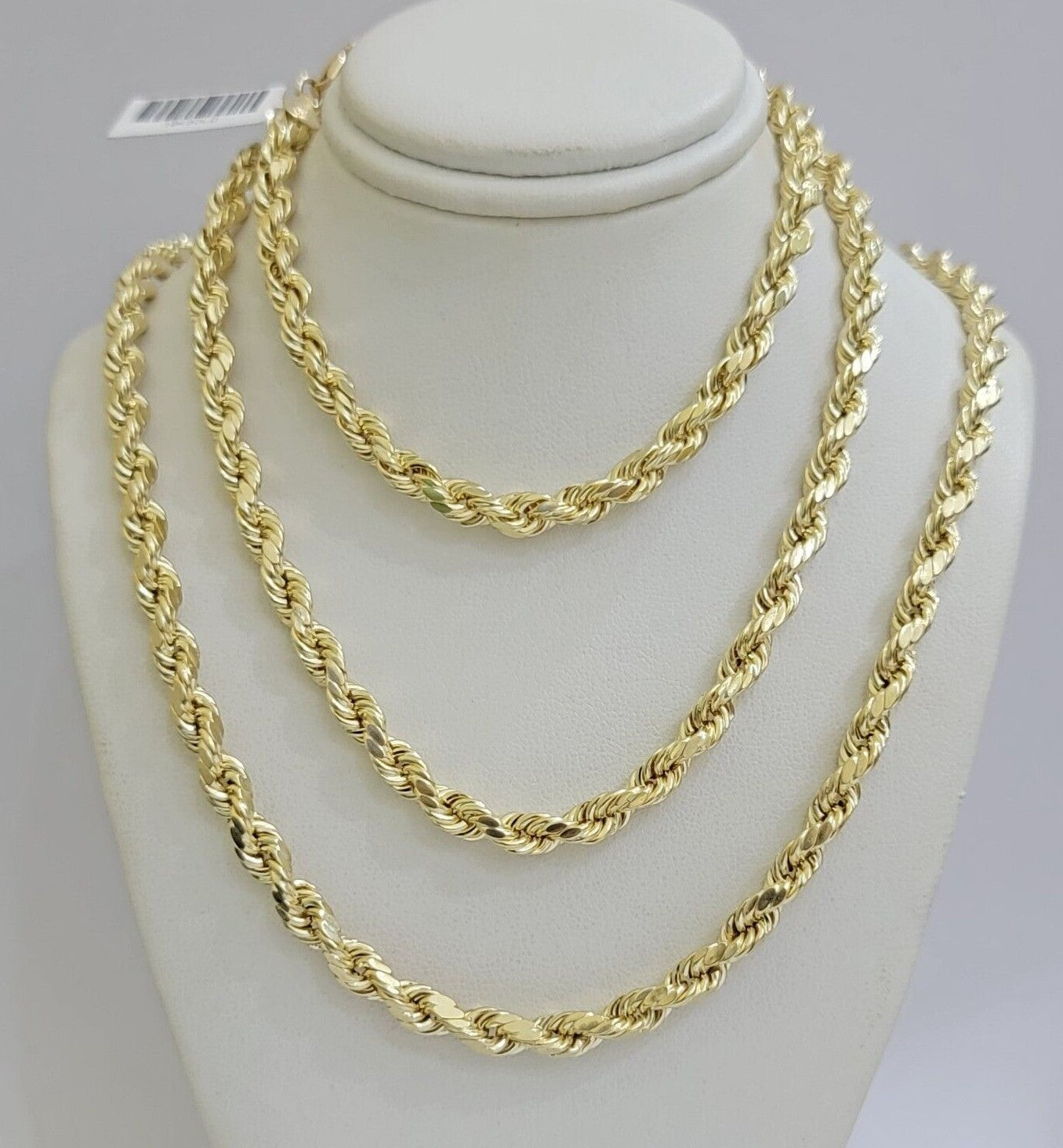 10k Yellow Gold Rope Chain Necklace 6mm 18-28 Inch Diamond Cuts Men's 10ktend