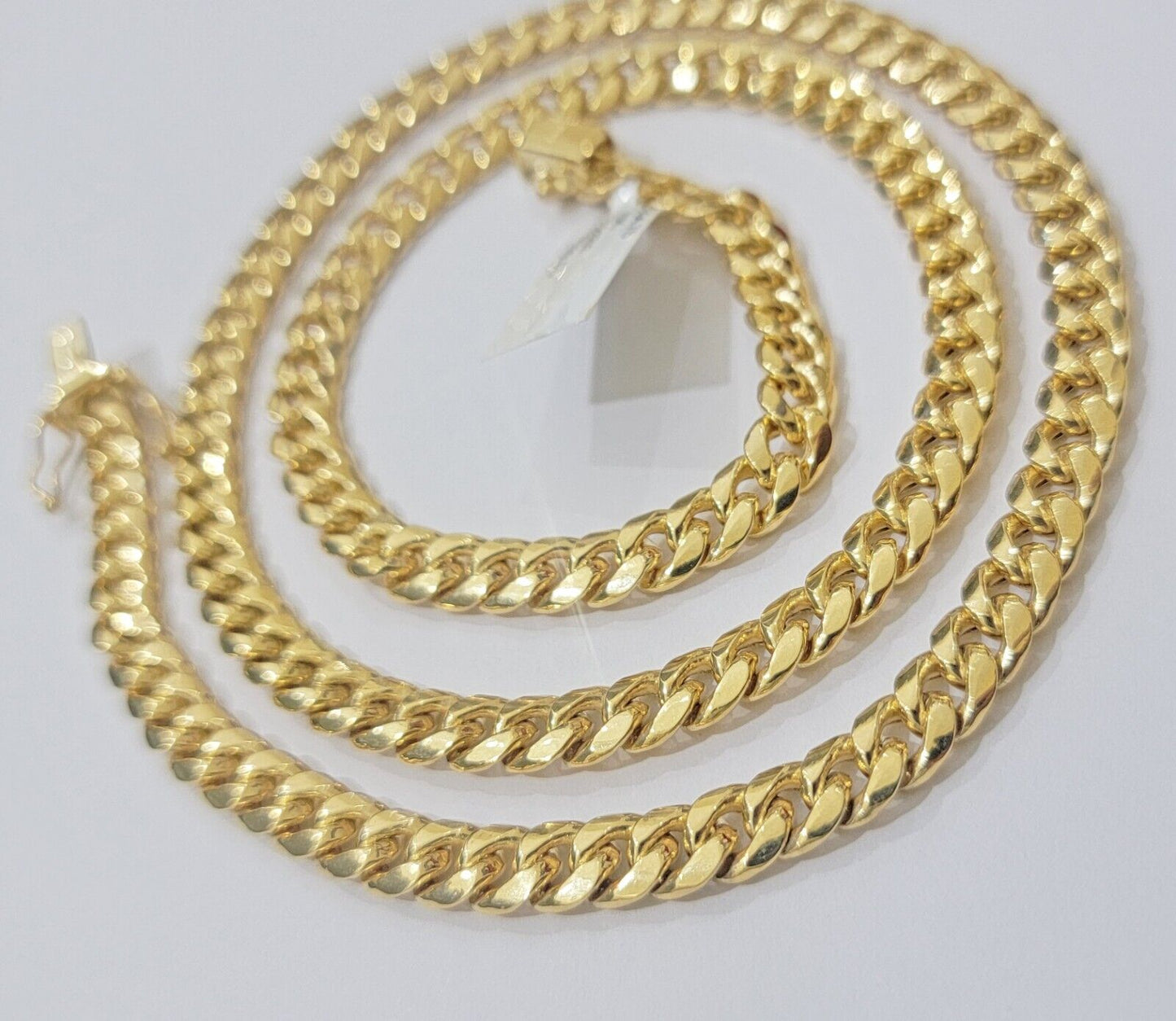 10k Yellow Gold Miami Cuban Link Chain Box Necklace 6mm 7mm 20-24 Inch Real SALE