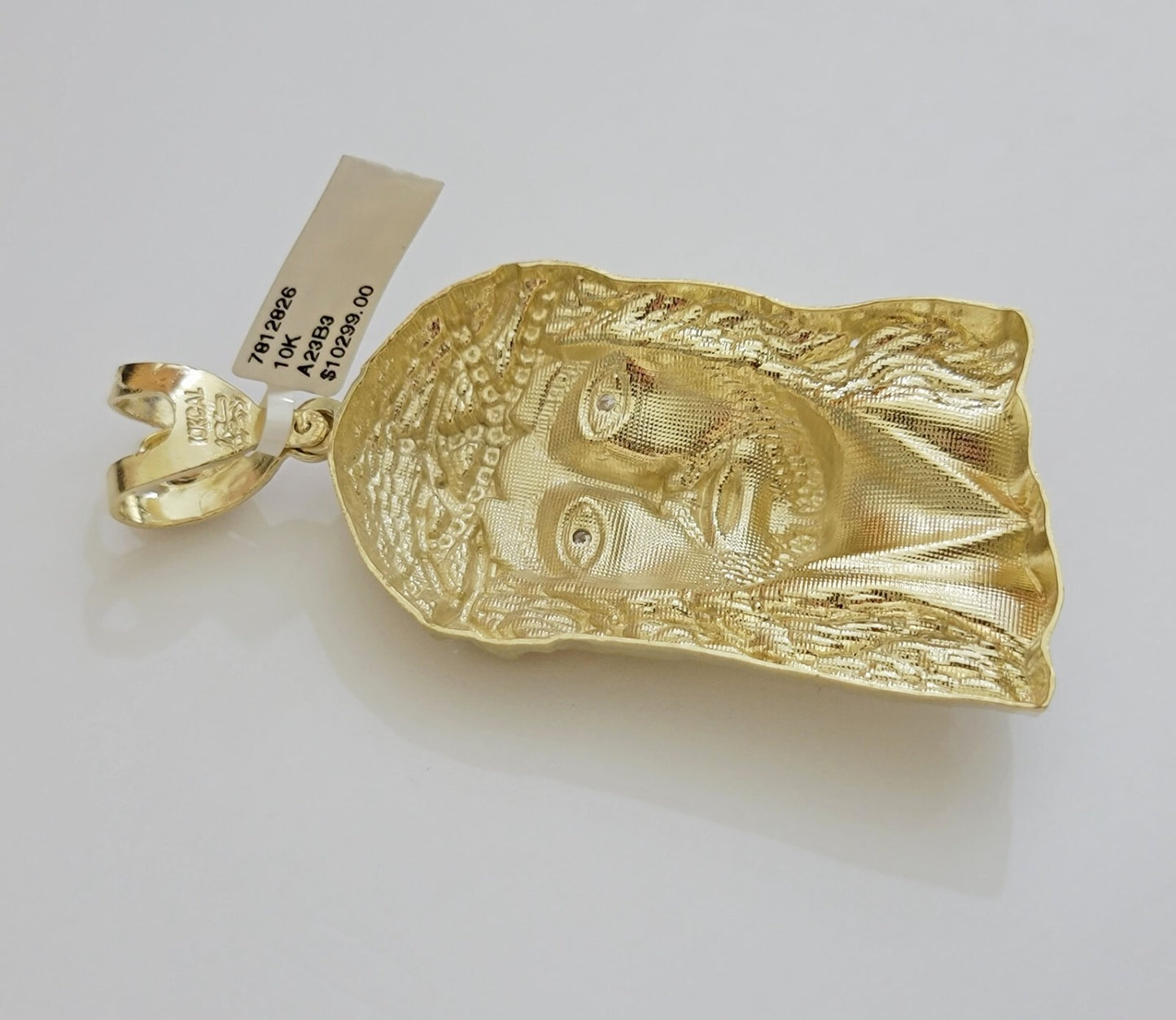 Real 10k Yellow Gold Jesus Face Head Pendant 3 Inch Charm For Men's, 10kt / CAL