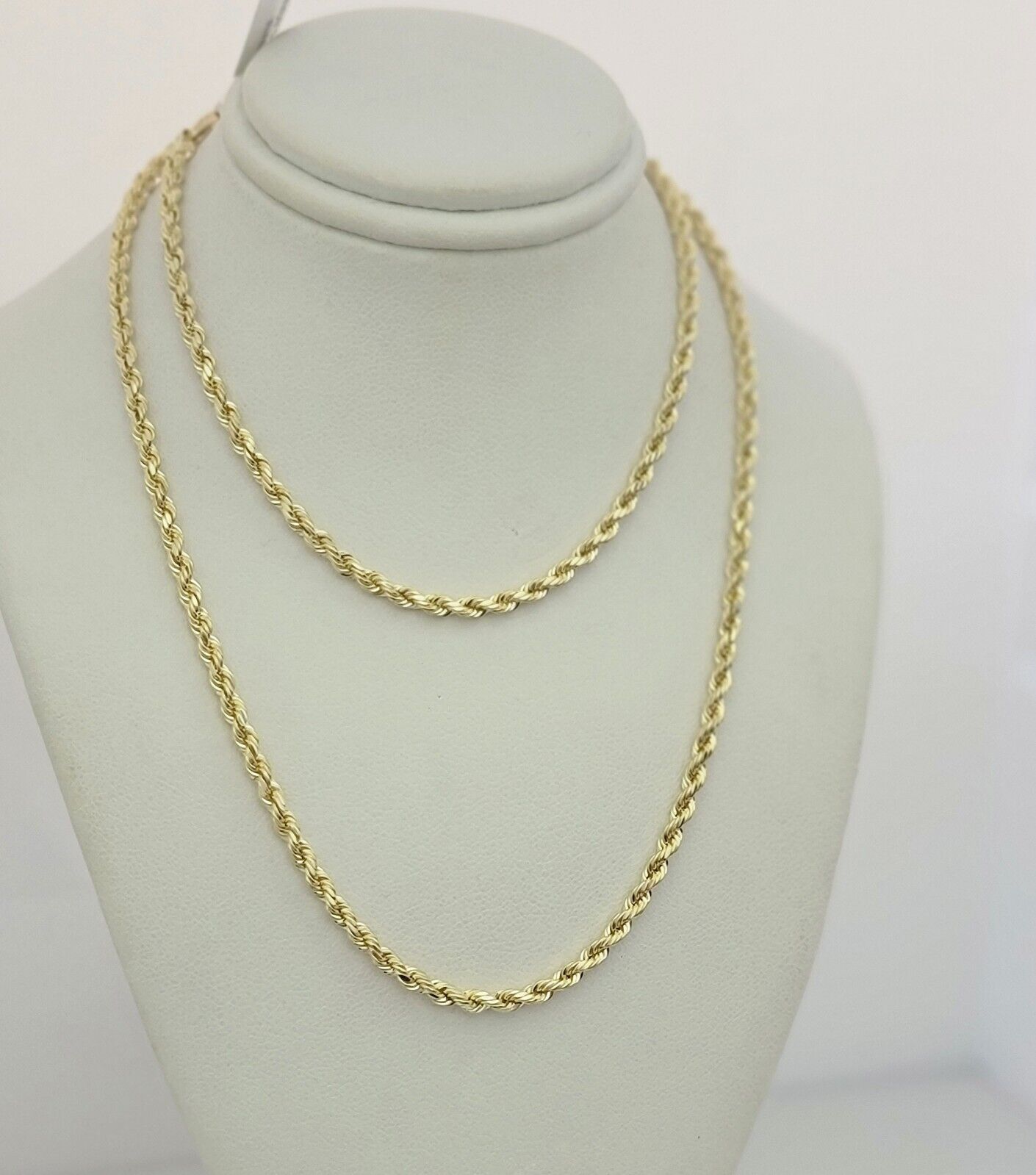 10K Yellow Gold Rope Chain Necklace 3mm 22 Inch REAL 10kt For Men & Women