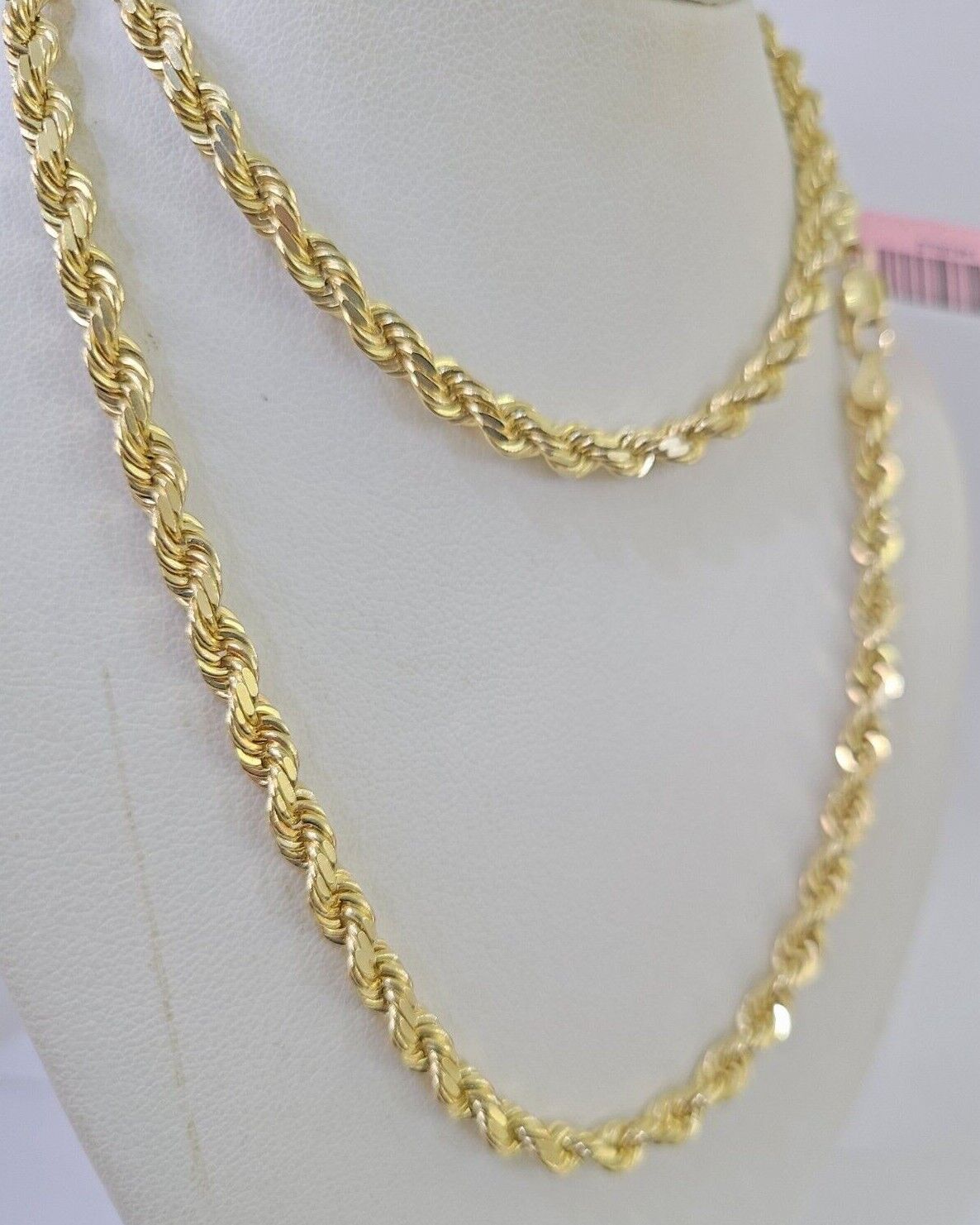 Real 14k Gold Rope Chain Necklace 5mm 18 - 28 Inch 14kt Yellow Gold Diamond Cut