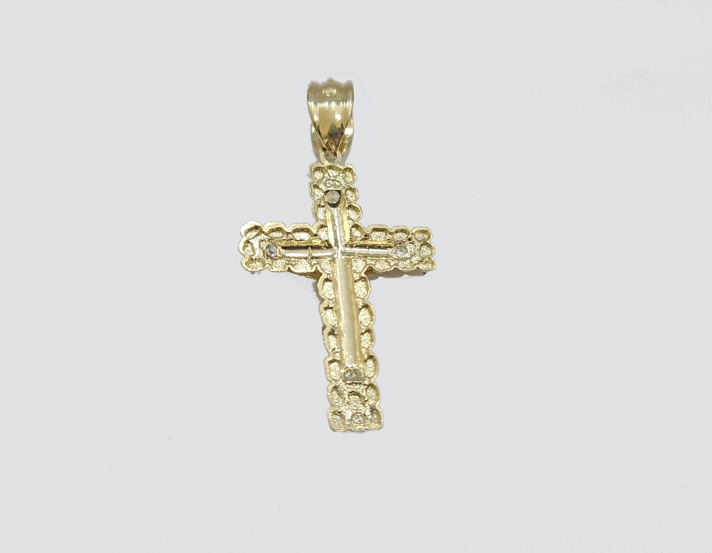 Real 10k Gold Rope Chain Jesus Cross Charm SET 4mm 20'' Necklace & Pendant Men's