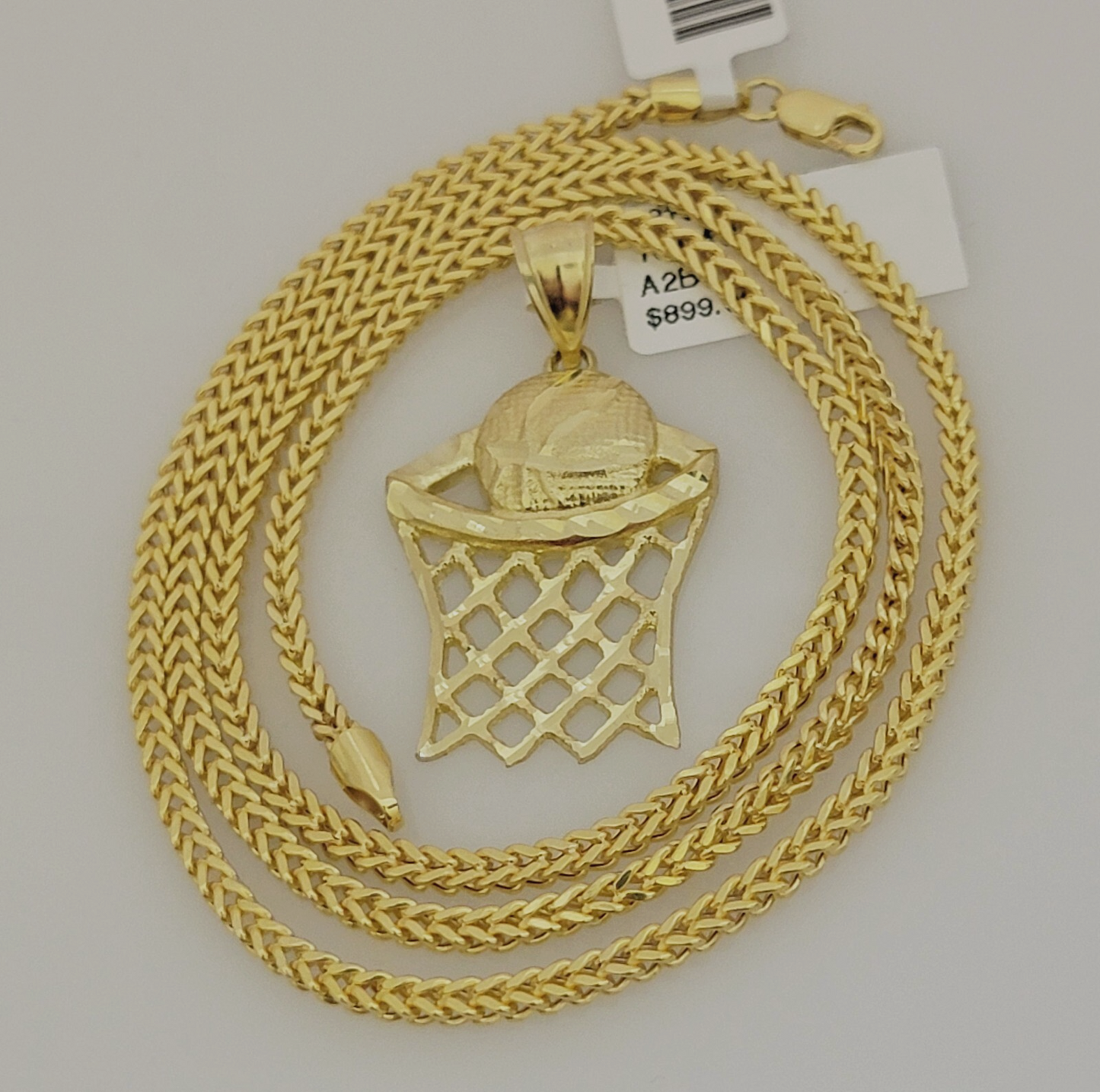 Real 10k Gold Basketball Charm & Franco Chain SET 10kt 2.5mm Franco Necklace 24"
