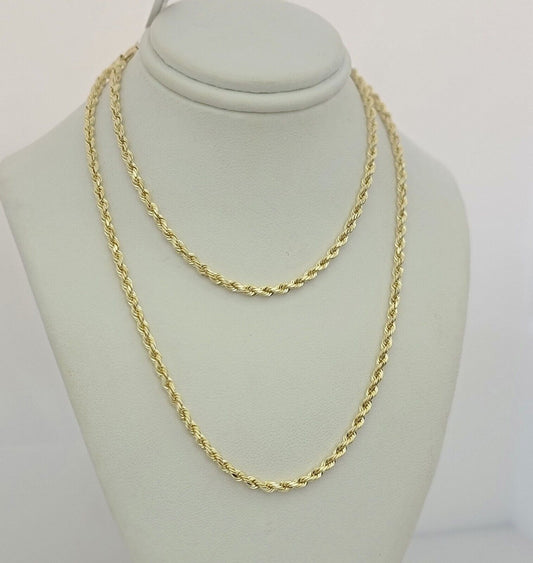 Real 14k Yellow Gold Cuban Chain 3mm 30 inches SOLID