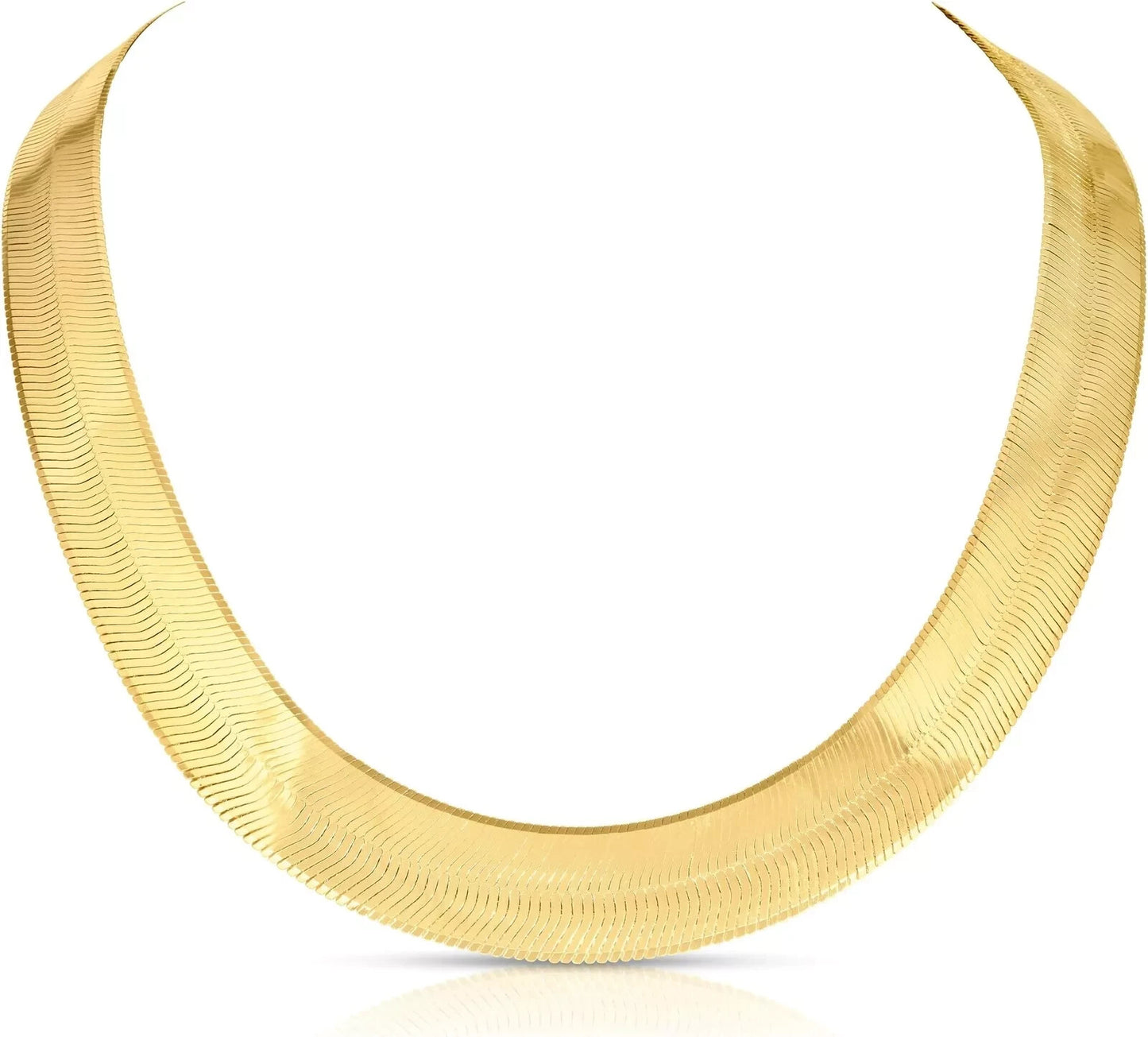 Real 10k Yellow Gold Herringbone Chain Necklace 15mm 22Inch Solid 10kt Men Women