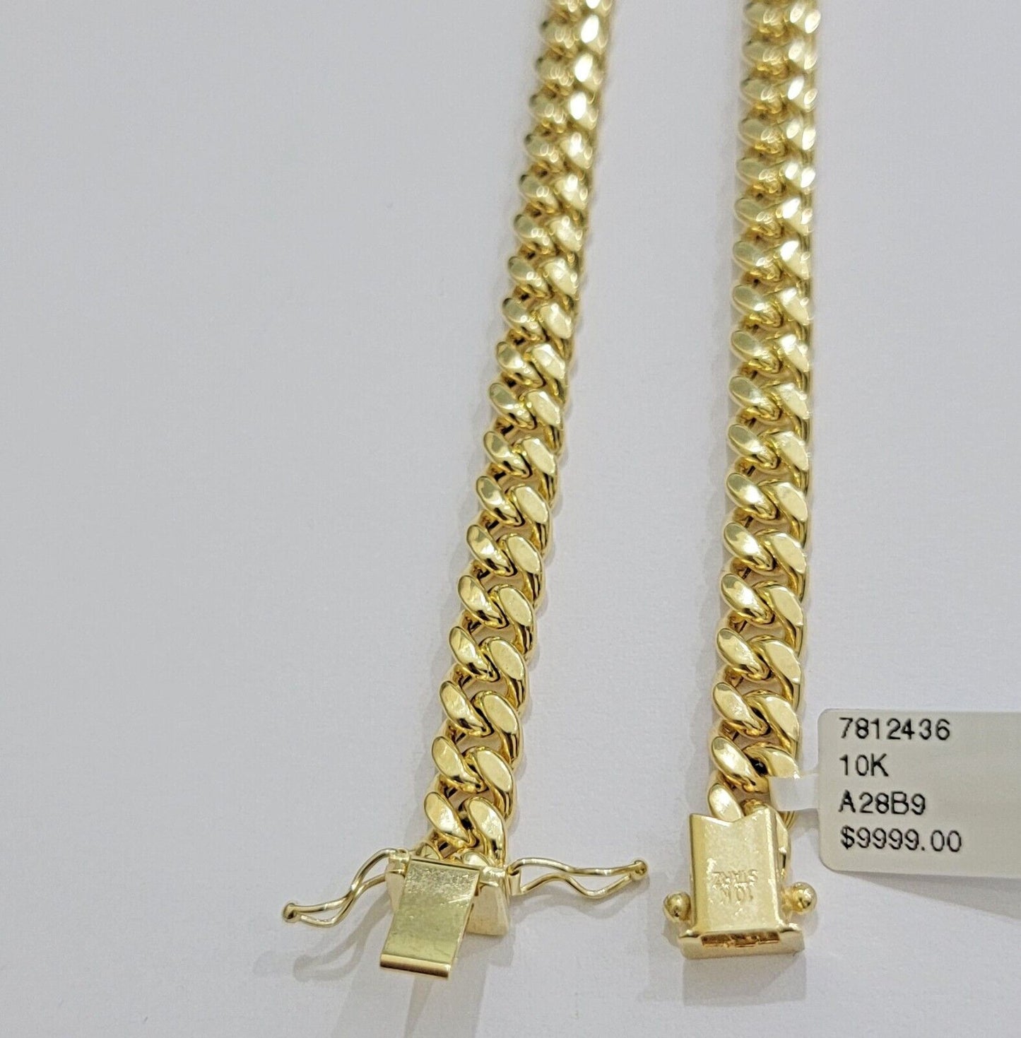 Real 10k Gold Chain 7mm 22 Inch Miami Cuban Link Box Clasp Mens 10kt Yellow Gold