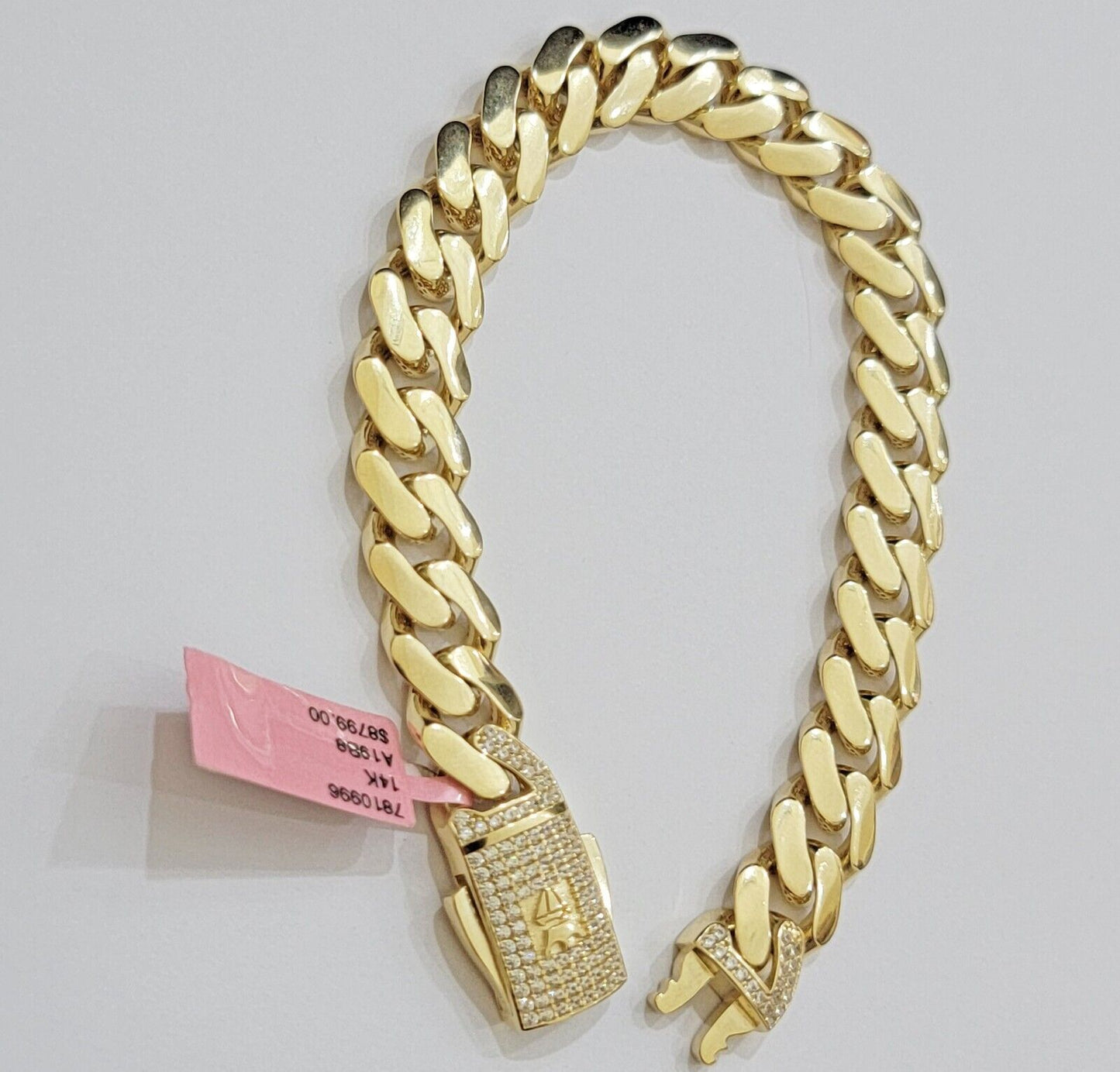 Real 14k Gold Bracelet 11mm Miami Cuban Link 7.5 inch Men Women 14kt Yellow Gold