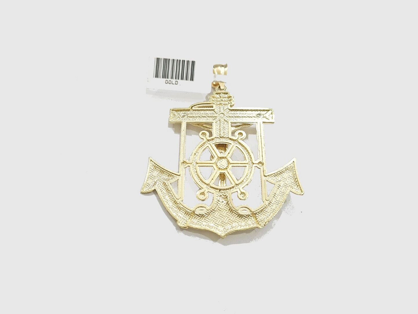Real 10k Yellow Gold Rope Chain 22'' Necklace anchor cross charm pendant