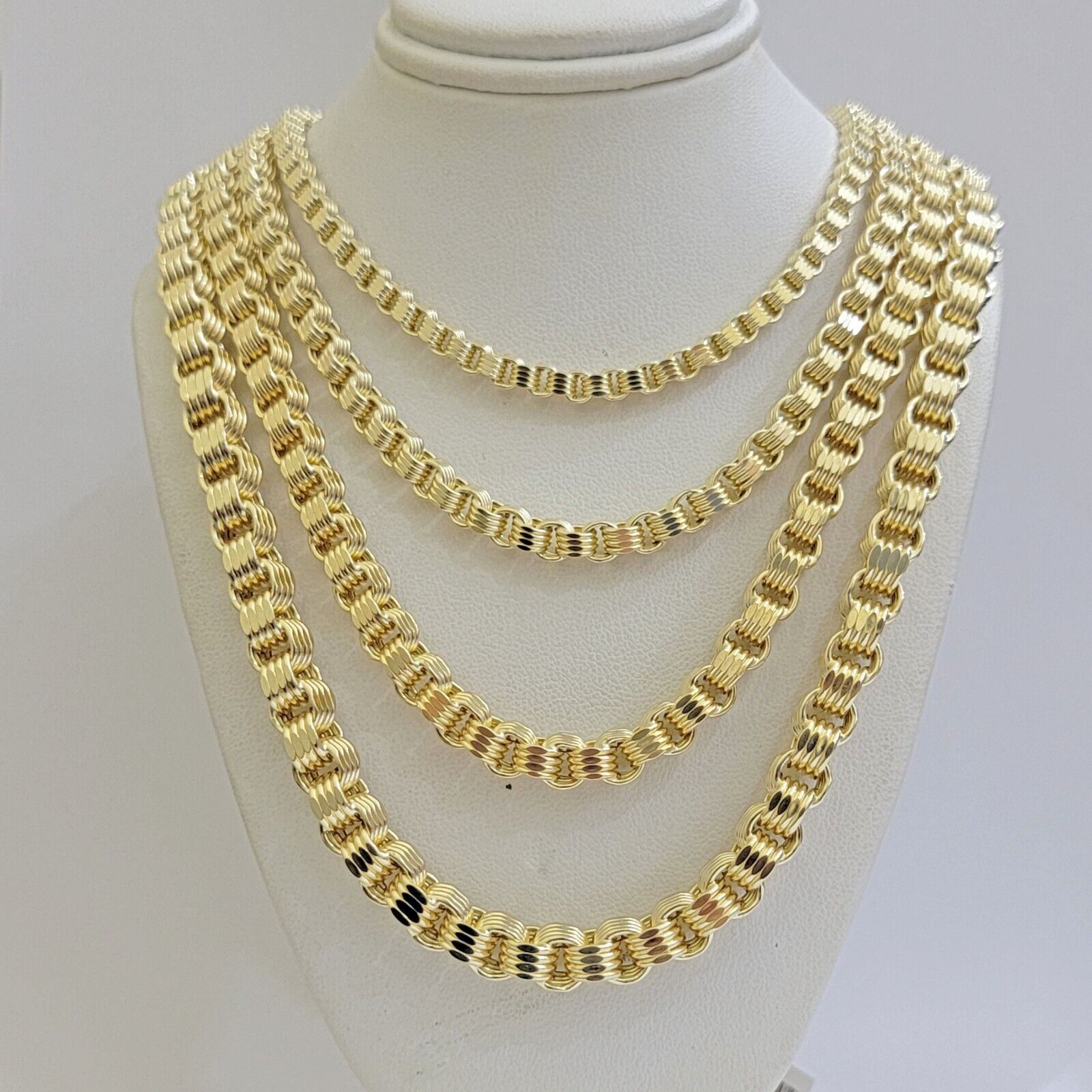 10k Yellow Gold Necklace Box Byzantine Chain 4mm 5mm 6mm 7mm 18 in- 30 in REAL