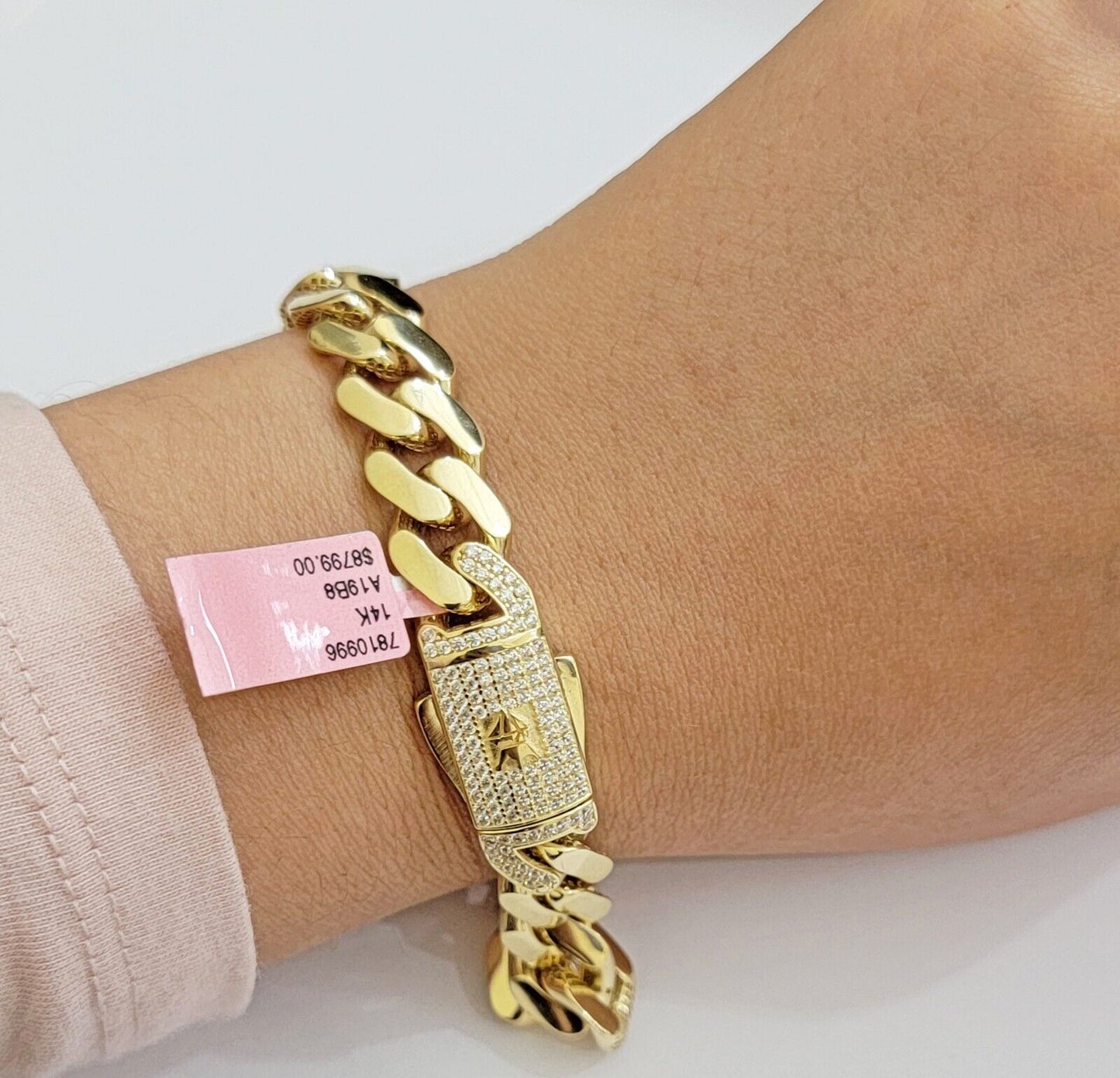 Real 14k Gold Bracelet 11mm Miami Cuban Link 7.5 inch Men Women 14kt Yellow Gold