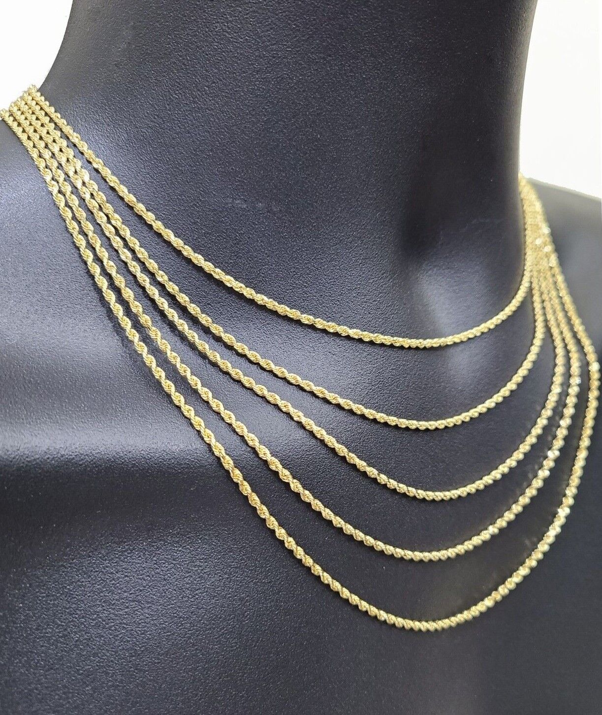 Solid 18k Yellow Gold Rope Chain Necklace 2mm 16-24 Inch Diamond Cut 18kt SALE