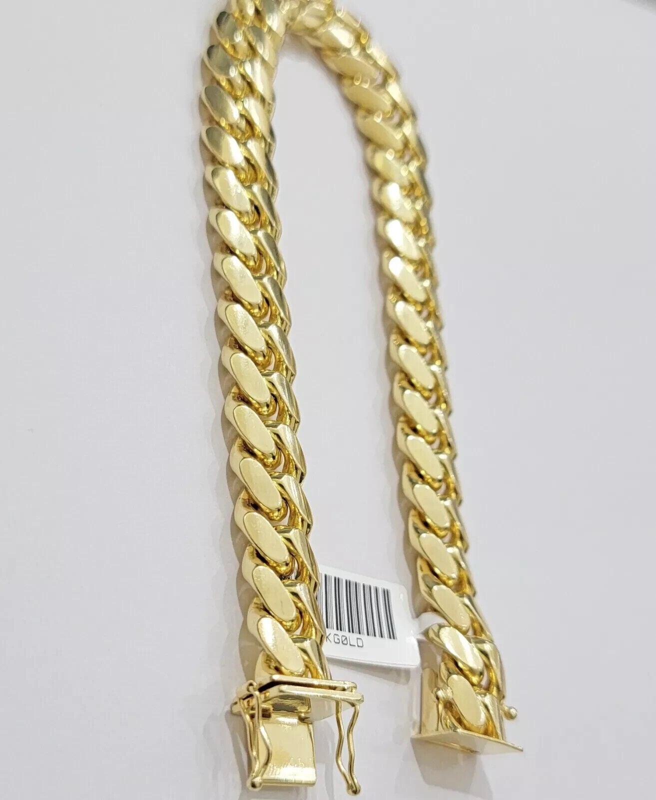 10mm Miami Cuban Link Bracelet 9 Inch Solid 14k Yellow Gold Box Lock REAL 14kt