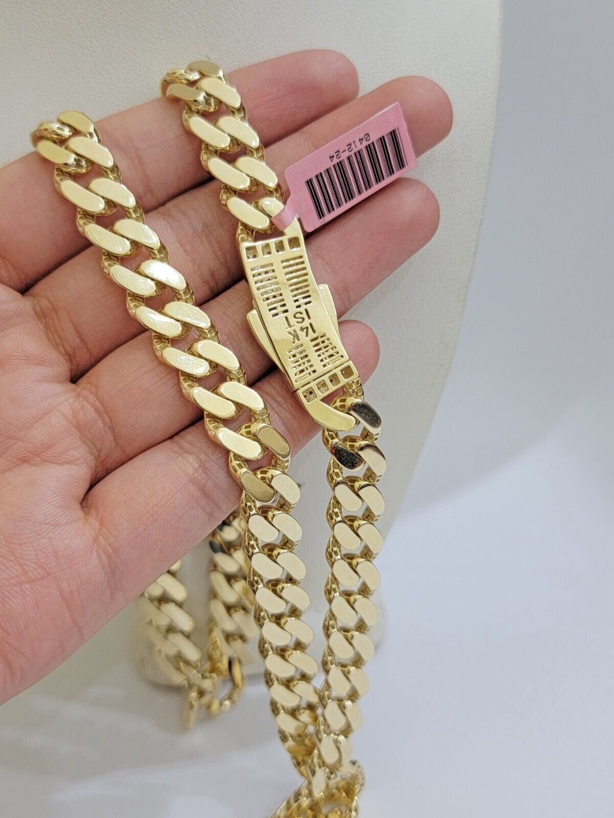 Real 14K Yellow Gold Necklace Royal Monaco Chain 10mm chain 30 Inch Men Puro ORO
