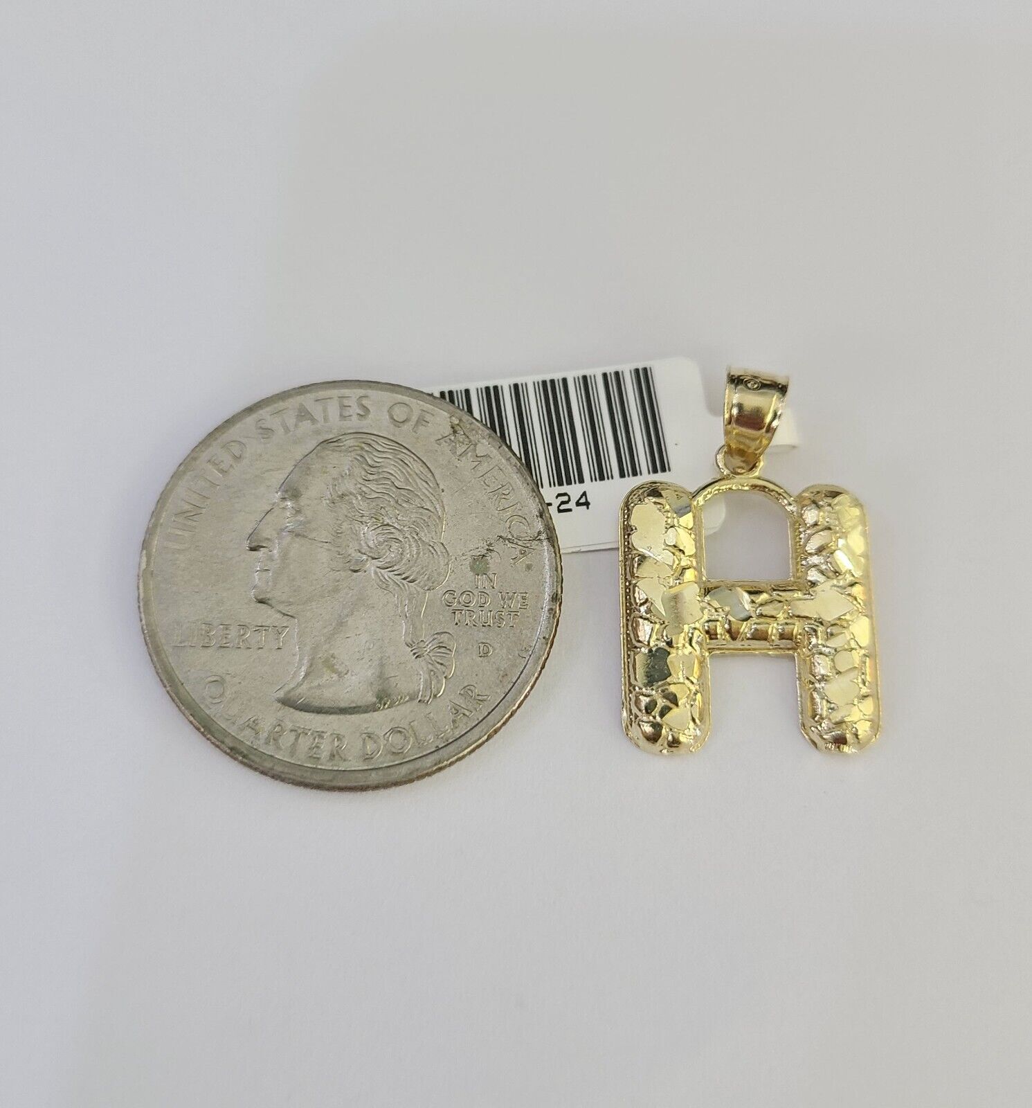 10k Gold Initial H Charm Rope Chain 16"-26" 2.5mm SET Necklace Alphabet Pendant