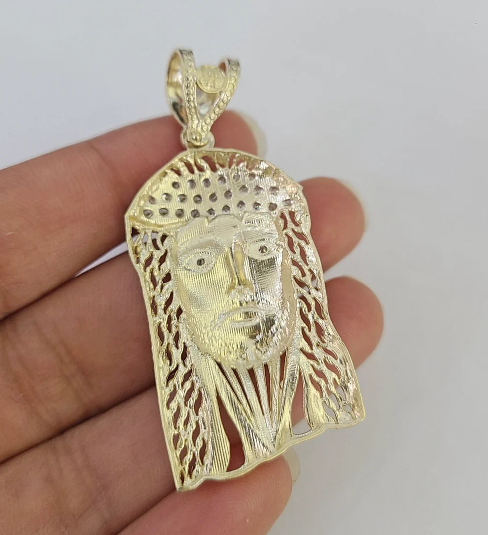 10k Jesus Head Charm Pendant Religious REAL 10Kt Yellow Gold