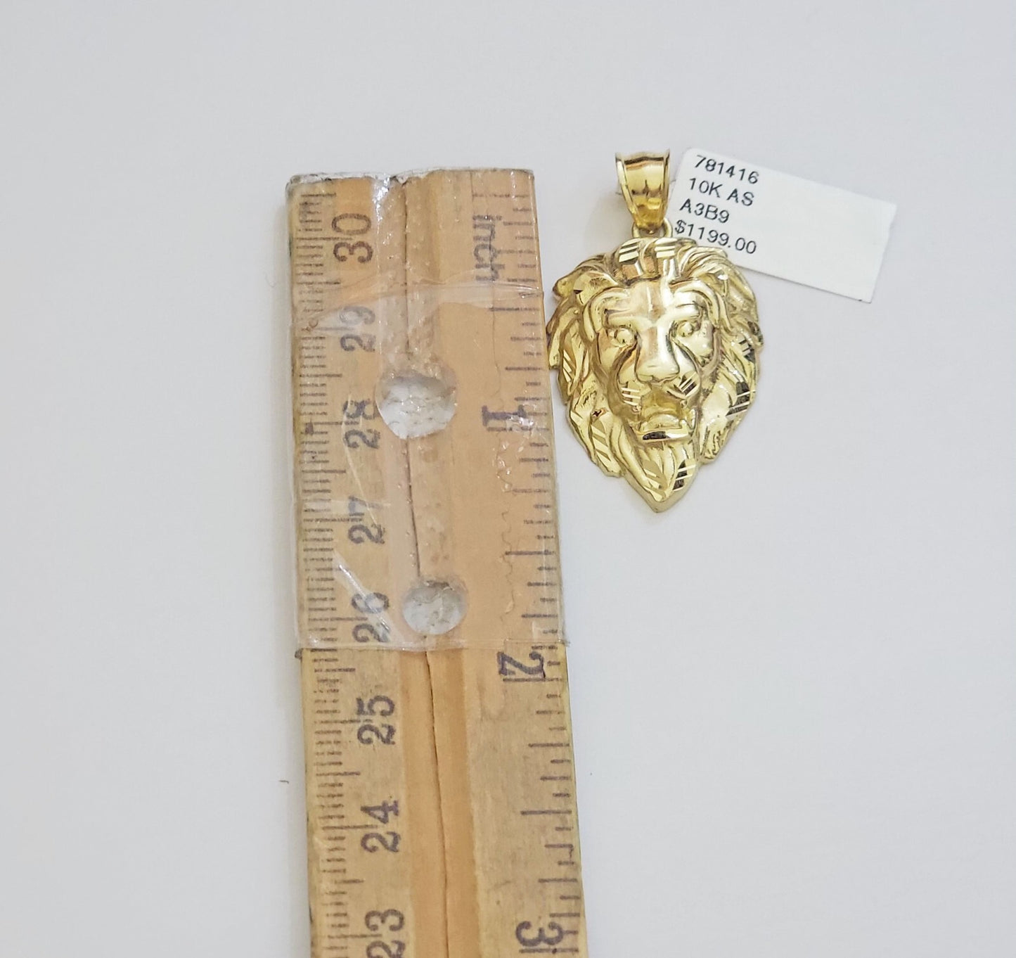 Real 10k Yellow Gold Pendant Lion Head Charm 2'' Inch For Mens's 10KT Gold / AS