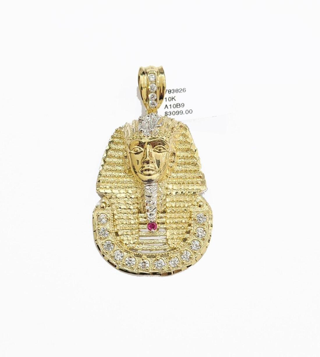 Real 10k Gold Pharaoh Head Charm Pendant 2" 10kt Yellow Gold for Chain DISCOUNT